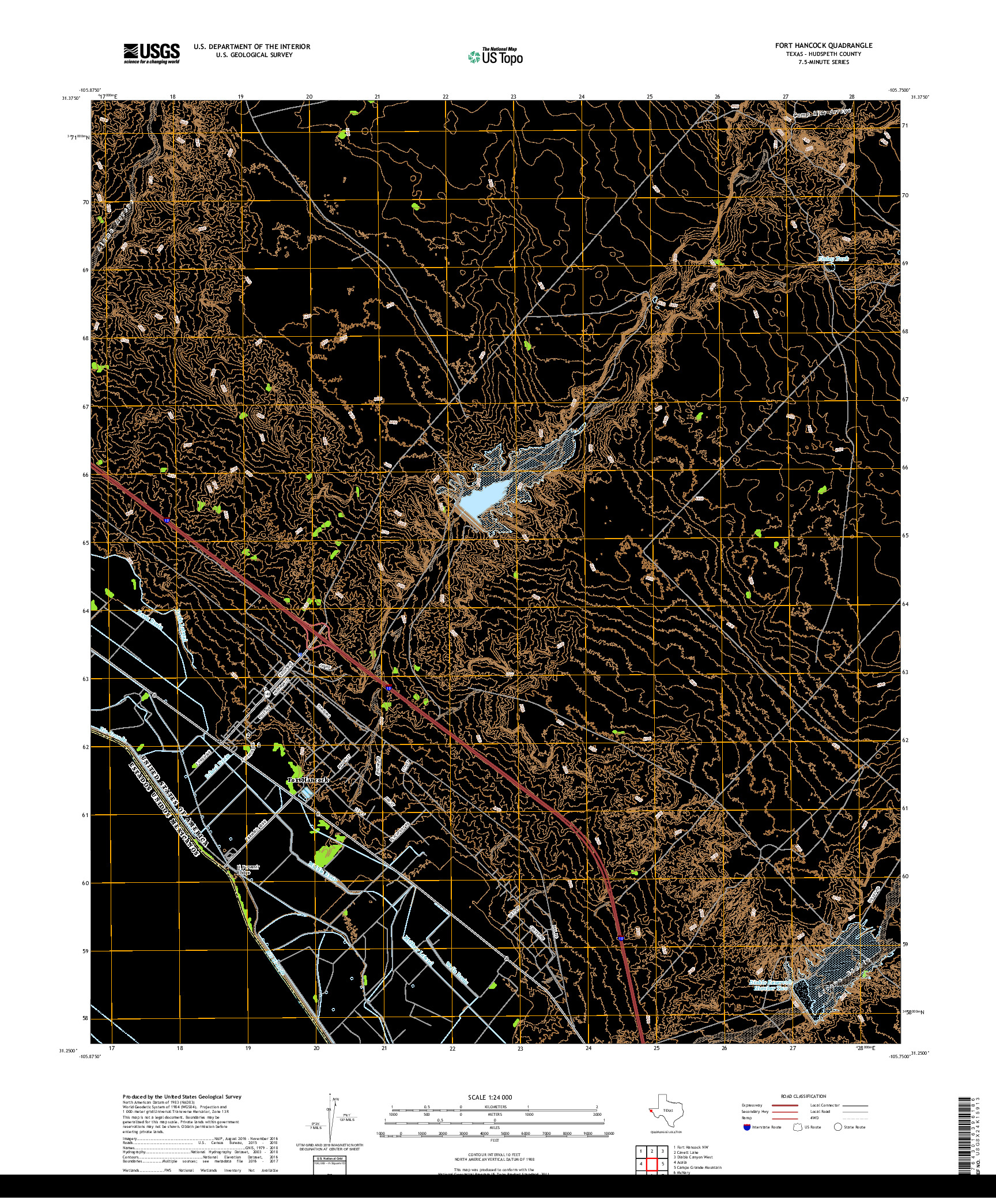 USGS US TOPO 7.5-MINUTE MAP FOR FORT HANCOCK, TX,CHH 2019