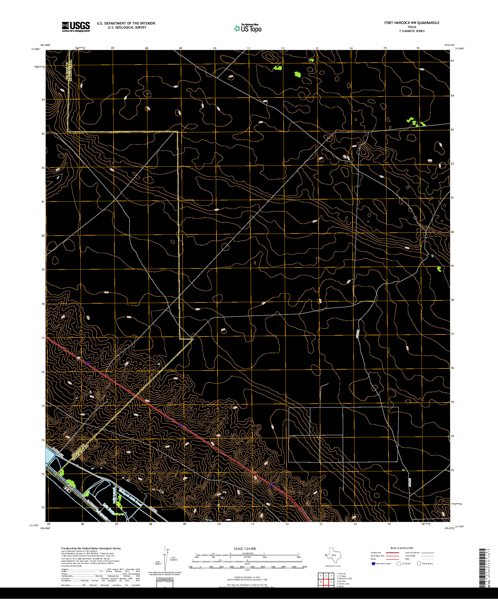 USGS US TOPO 7.5-MINUTE MAP FOR FORT HANCOCK NW, TX,CHH 2019