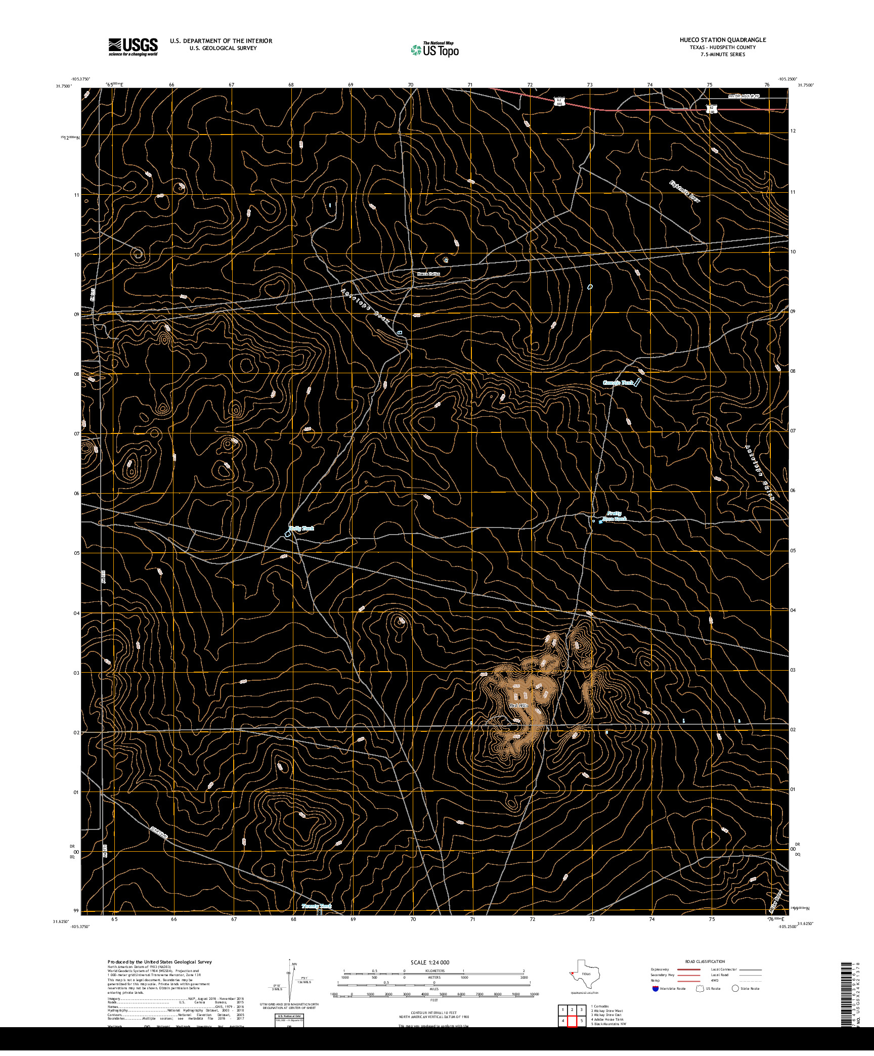 USGS US TOPO 7.5-MINUTE MAP FOR HUECO STATION, TX 2019