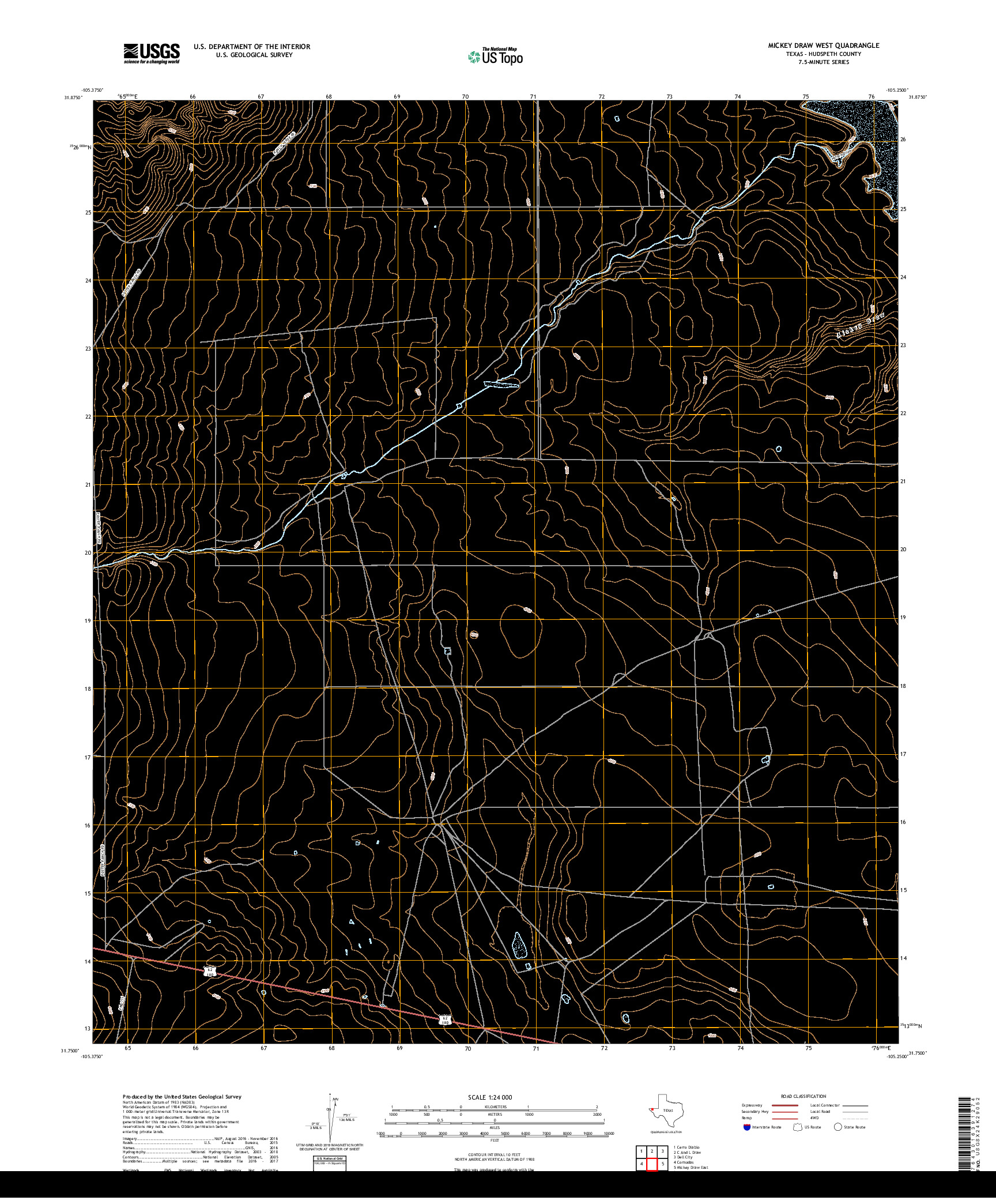 USGS US TOPO 7.5-MINUTE MAP FOR MICKEY DRAW WEST, TX 2019