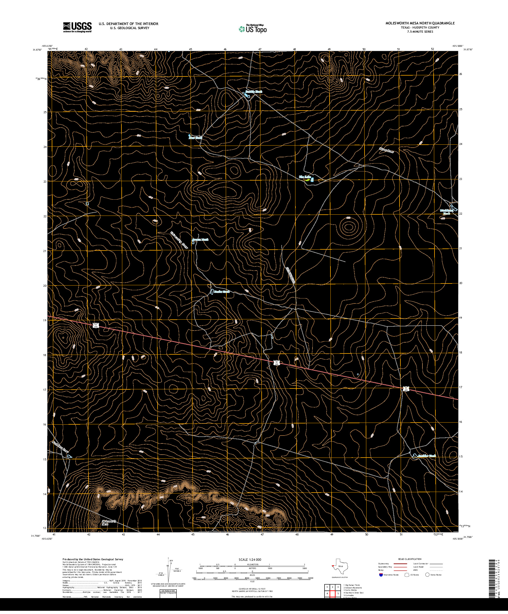 USGS US TOPO 7.5-MINUTE MAP FOR MOLESWORTH MESA NORTH, TX 2019