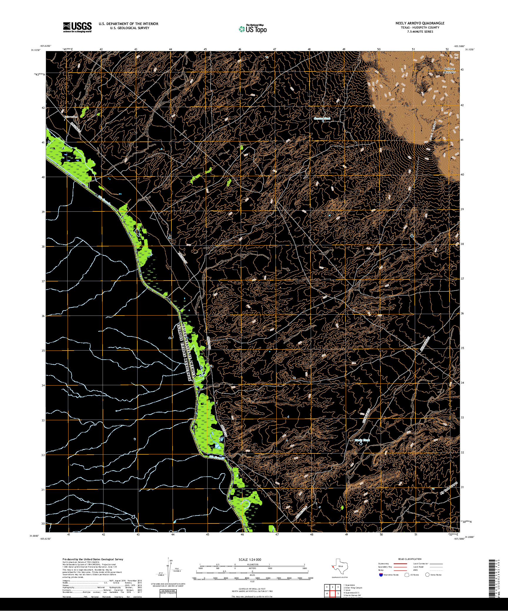 USGS US TOPO 7.5-MINUTE MAP FOR NEELY ARROYO, TX,CHH 2019