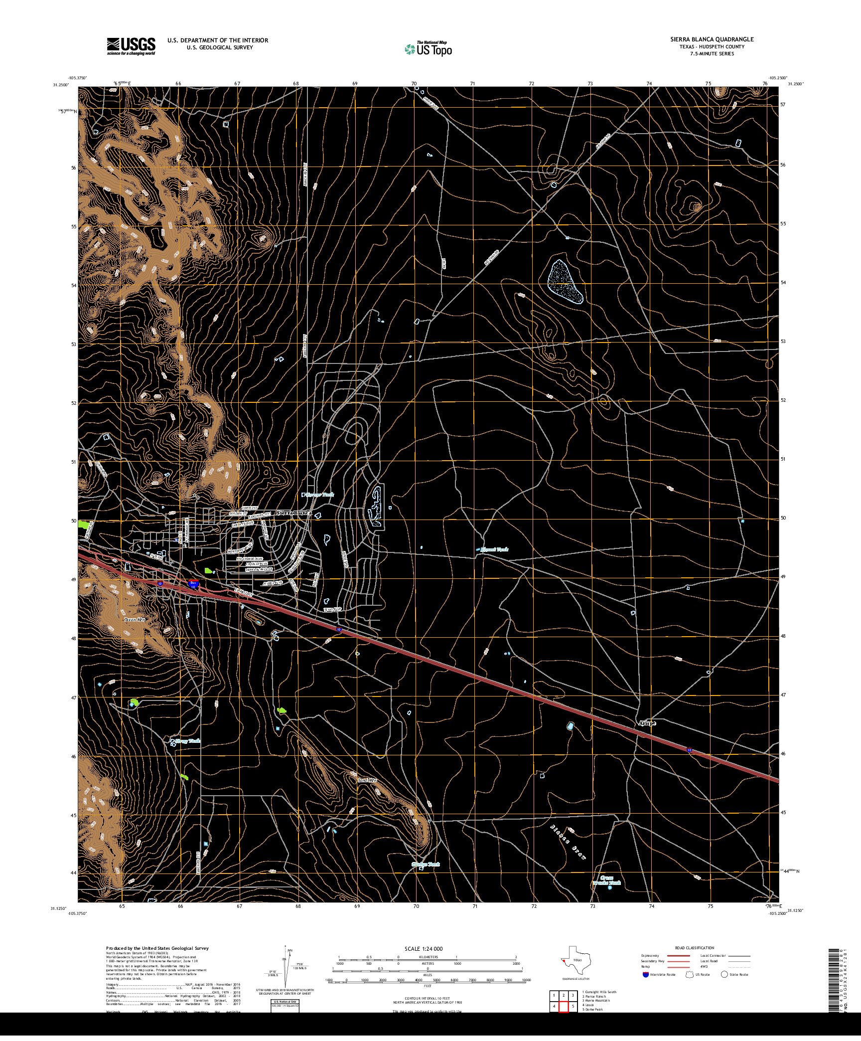 USGS US TOPO 7.5-MINUTE MAP FOR SIERRA BLANCA, TX 2019