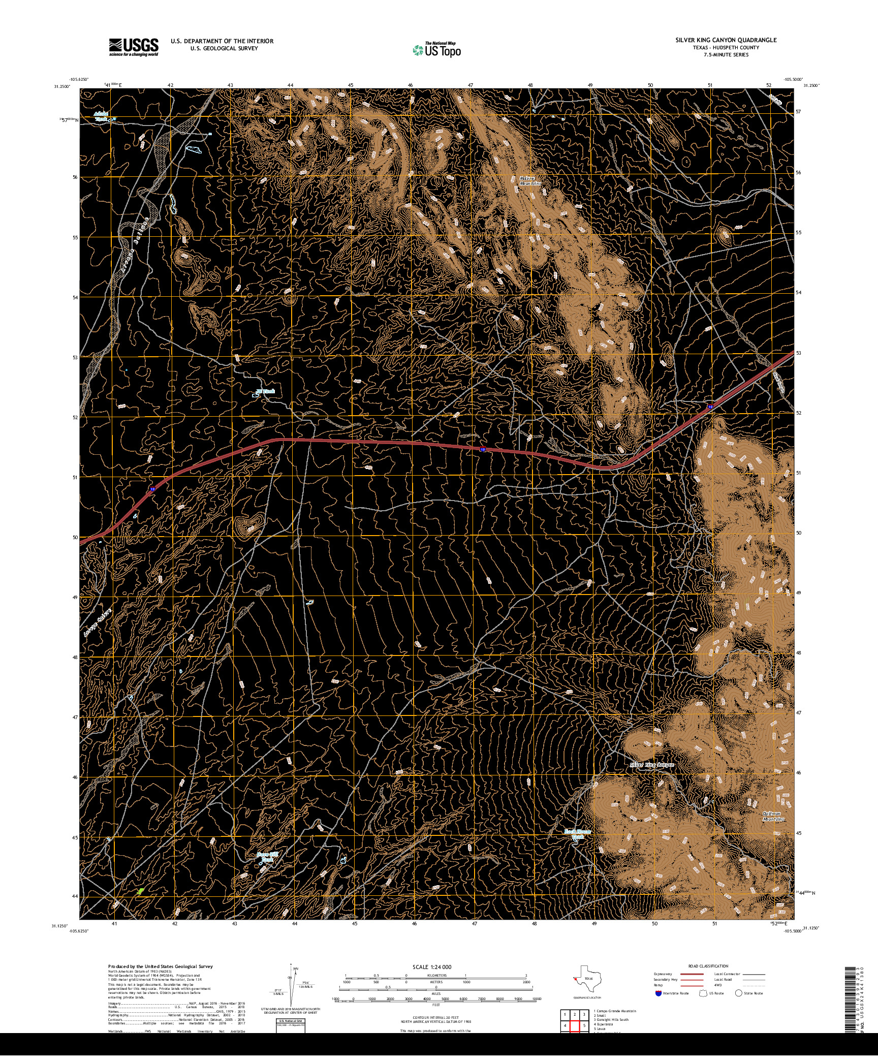 USGS US TOPO 7.5-MINUTE MAP FOR SILVER KING CANYON, TX 2019