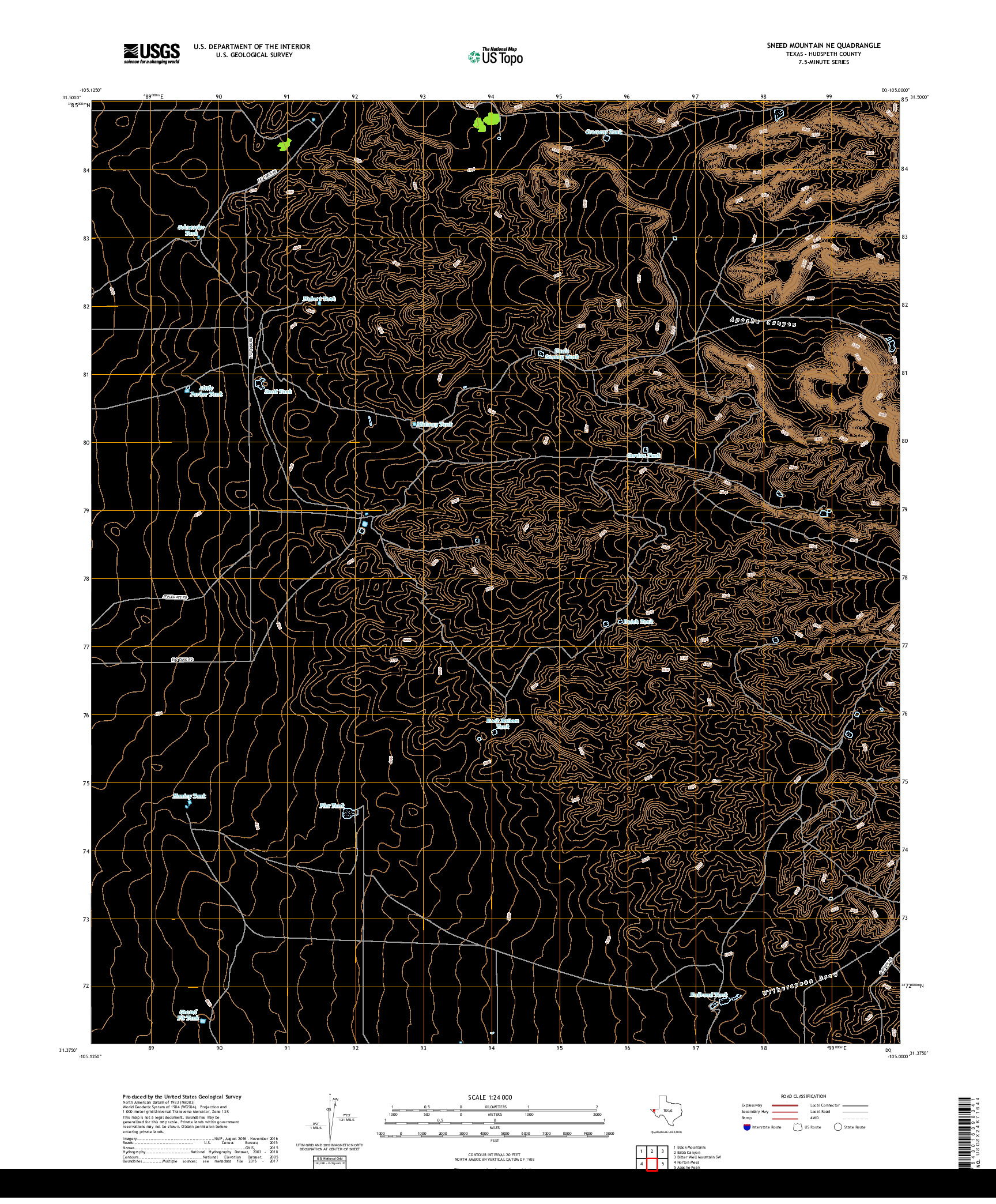 USGS US TOPO 7.5-MINUTE MAP FOR SNEED MOUNTAIN NE, TX 2019