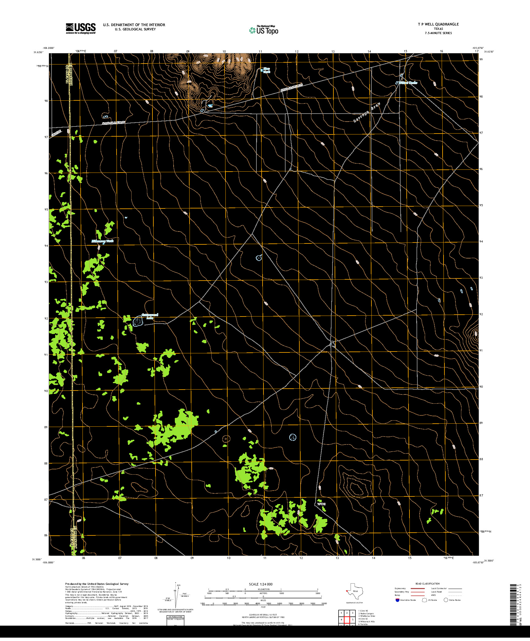 USGS US TOPO 7.5-MINUTE MAP FOR T P WELL, TX 2019