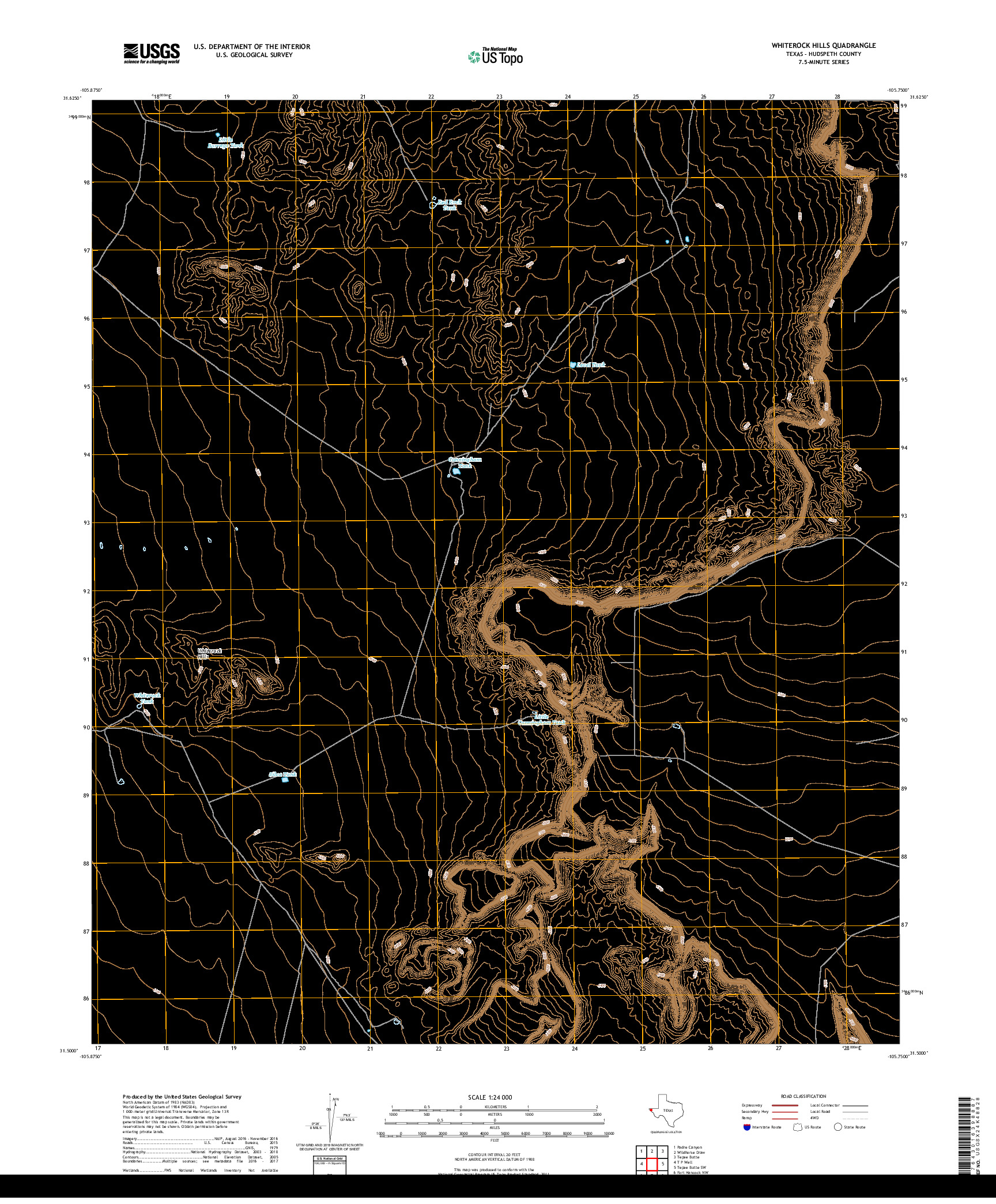 USGS US TOPO 7.5-MINUTE MAP FOR WHITEROCK HILLS, TX 2019