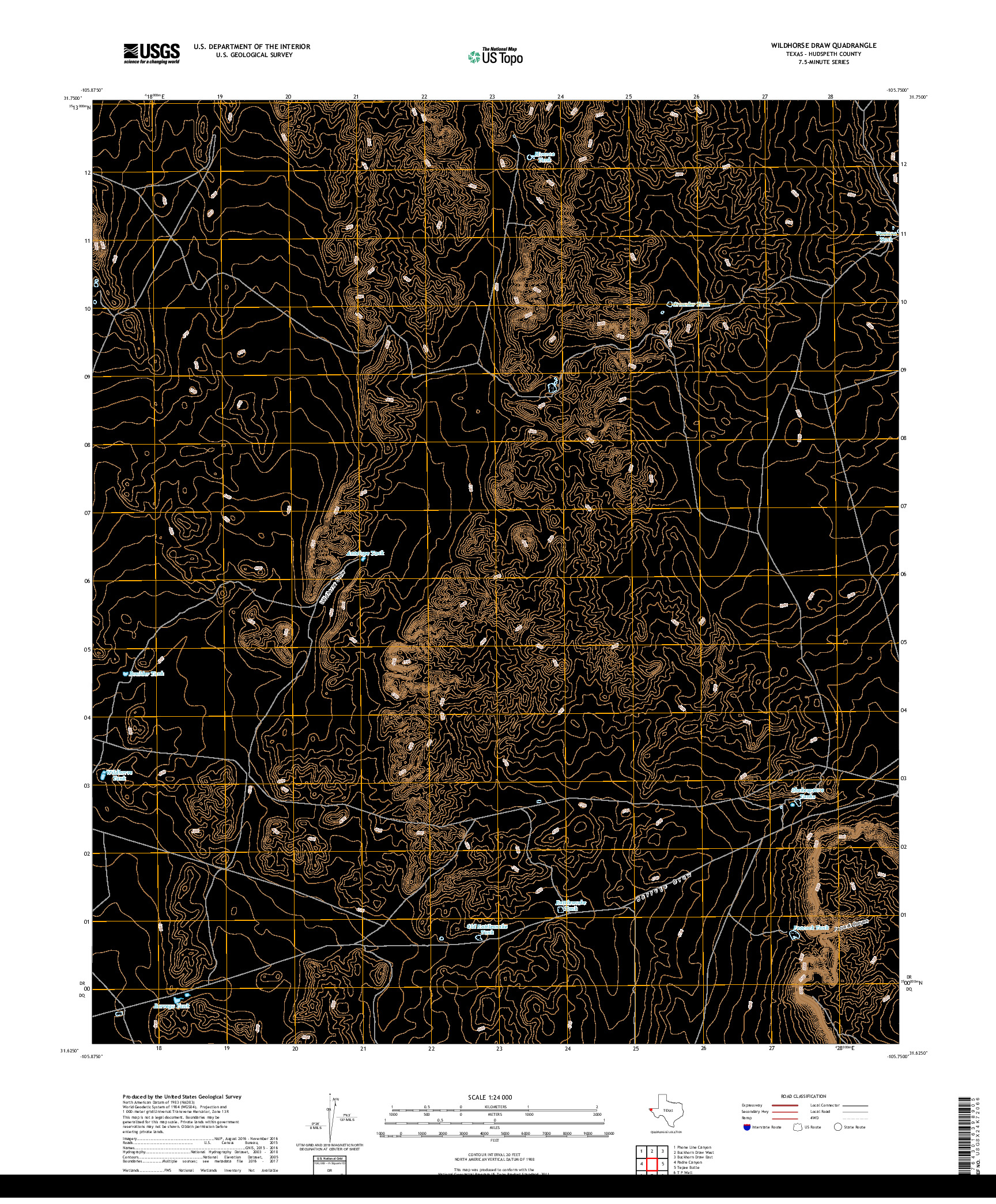 USGS US TOPO 7.5-MINUTE MAP FOR WILDHORSE DRAW, TX 2019