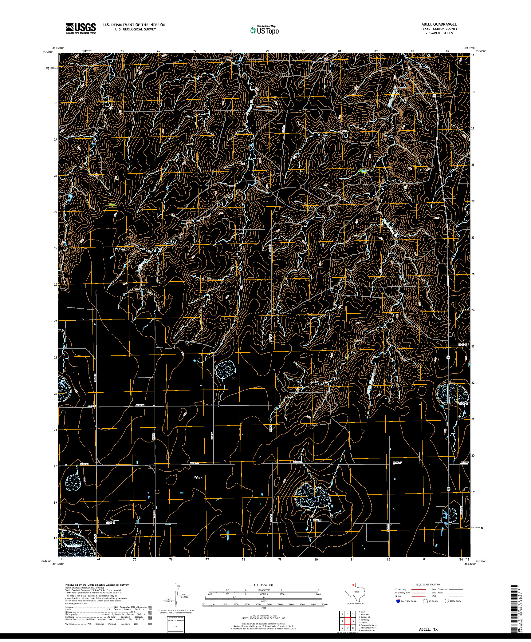 USGS US TOPO 7.5-MINUTE MAP FOR ABELL, TX 2019
