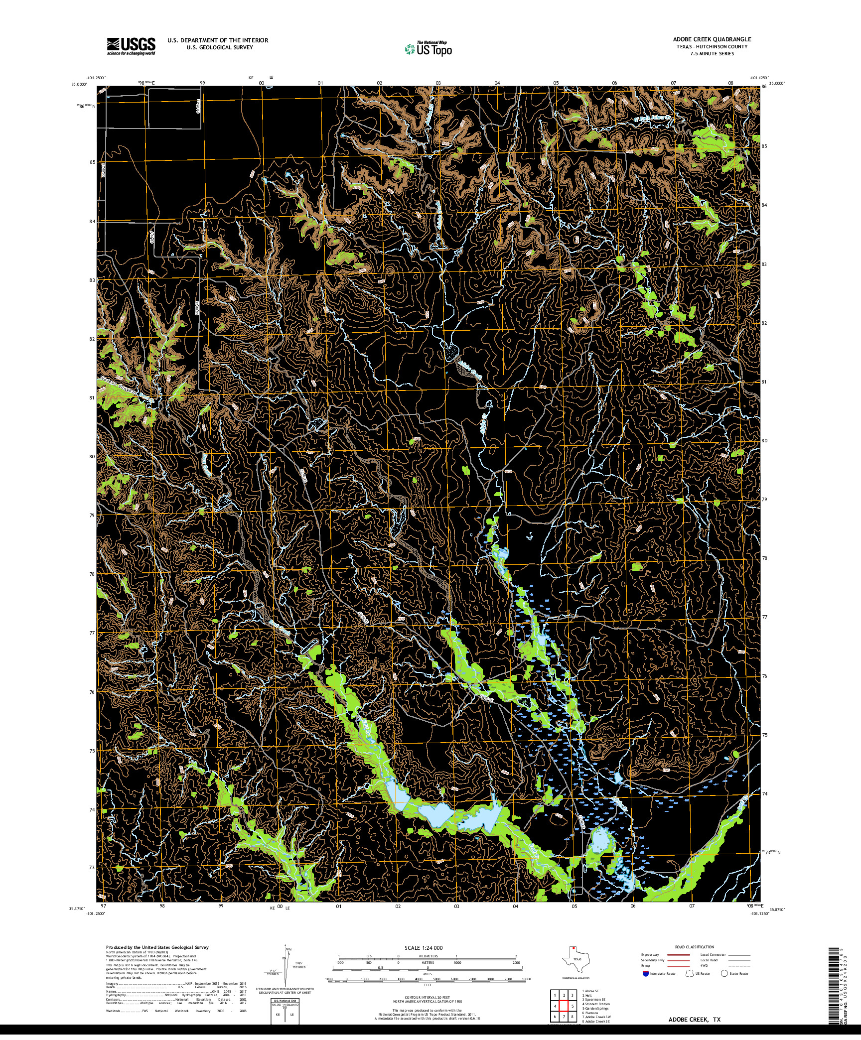 USGS US TOPO 7.5-MINUTE MAP FOR ADOBE CREEK, TX 2019