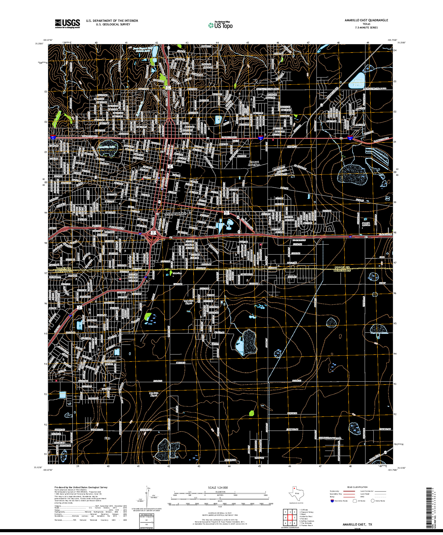 USGS US TOPO 7.5-MINUTE MAP FOR AMARILLO EAST, TX 2019