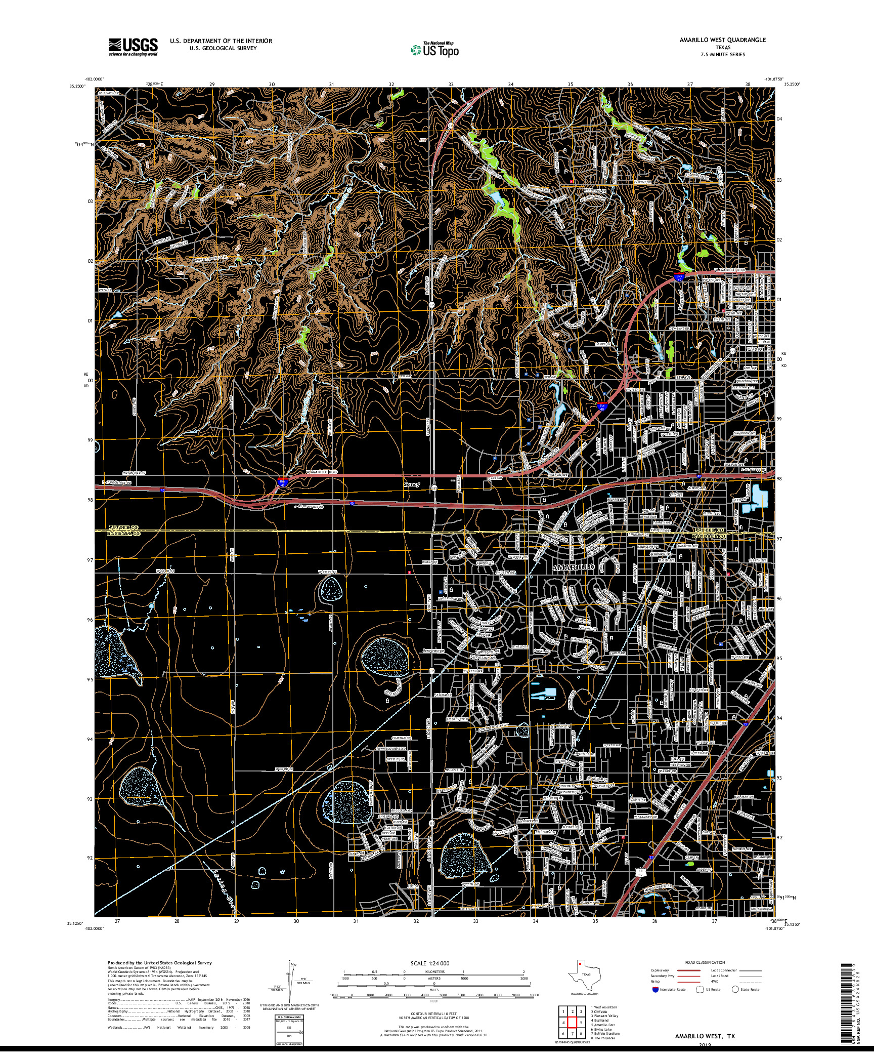 USGS US TOPO 7.5-MINUTE MAP FOR AMARILLO WEST, TX 2019