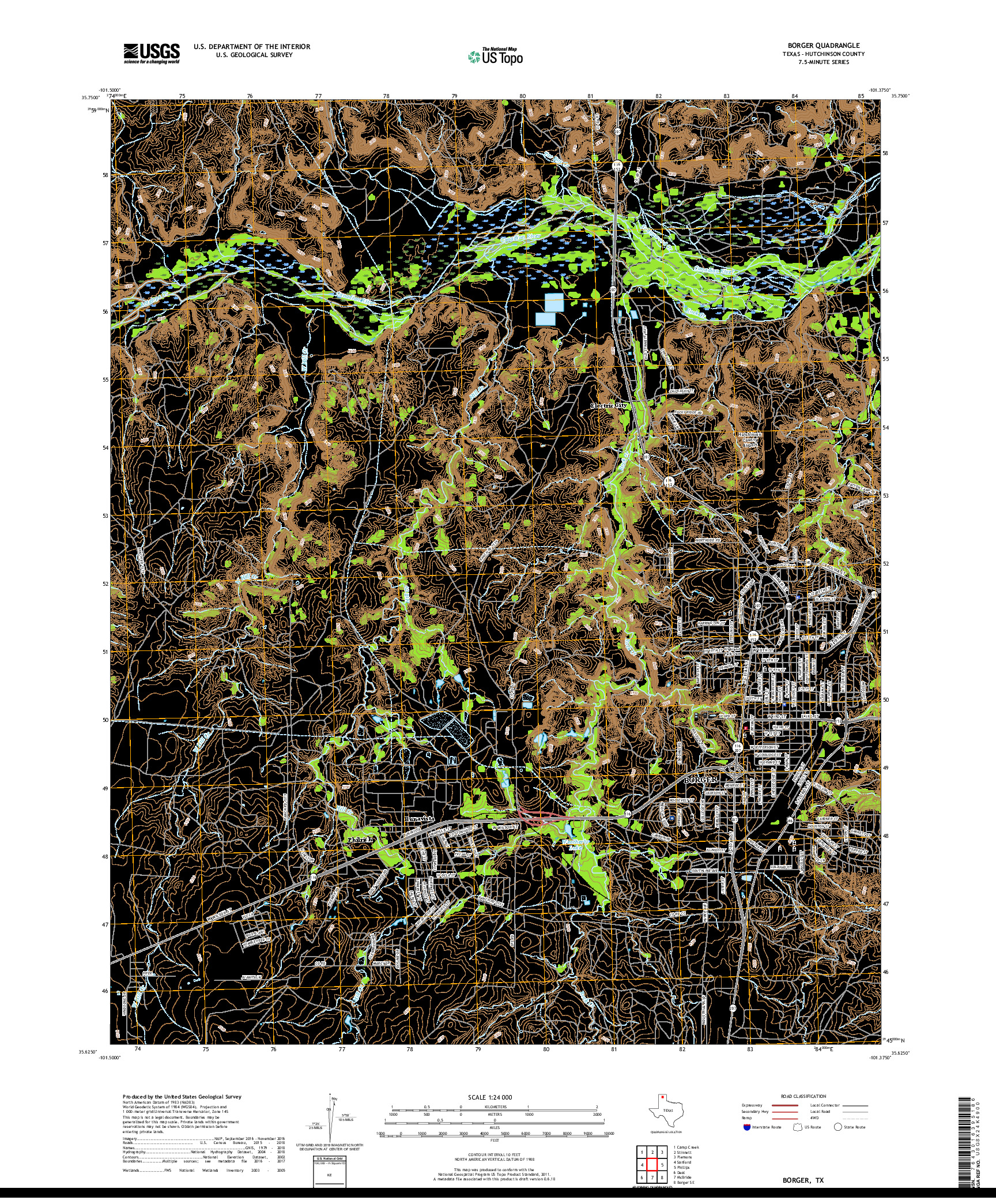 USGS US TOPO 7.5-MINUTE MAP FOR BORGER, TX 2019