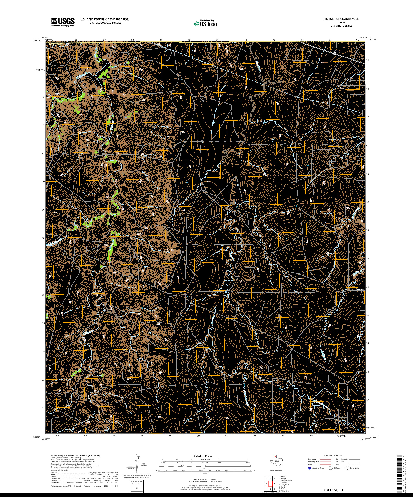 USGS US TOPO 7.5-MINUTE MAP FOR BORGER SE, TX 2019