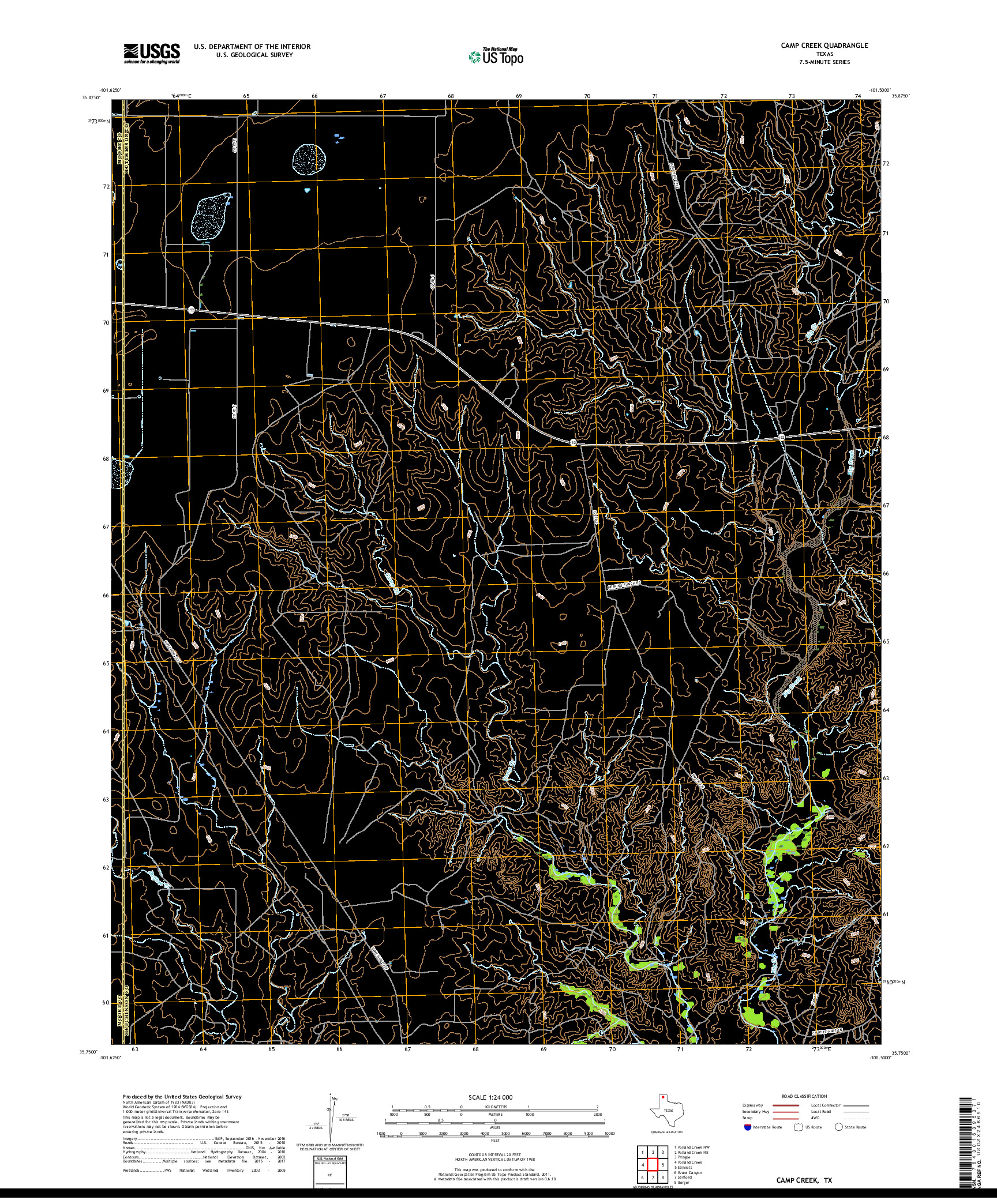 USGS US TOPO 7.5-MINUTE MAP FOR CAMP CREEK, TX 2019