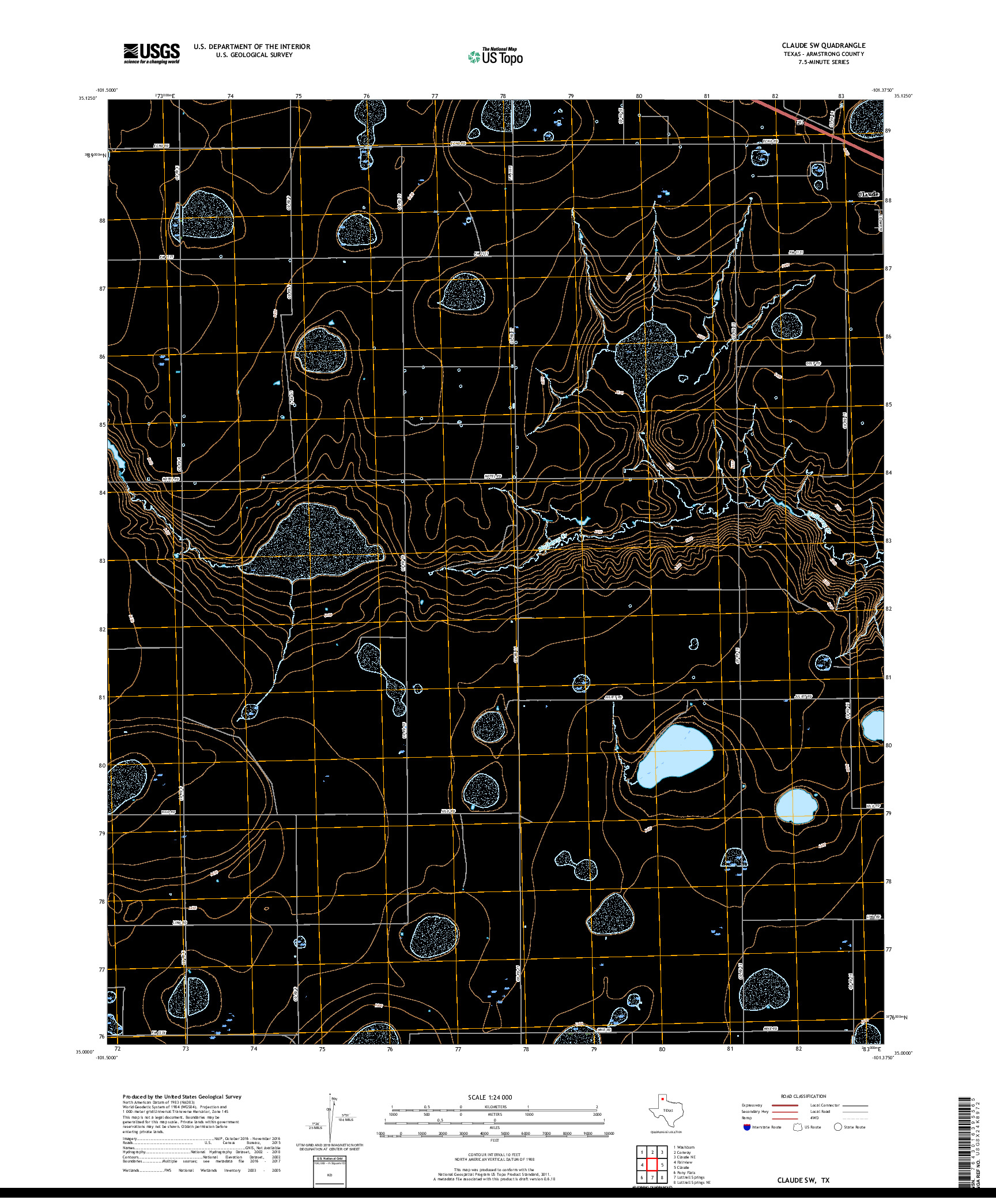 USGS US TOPO 7.5-MINUTE MAP FOR CLAUDE SW, TX 2019