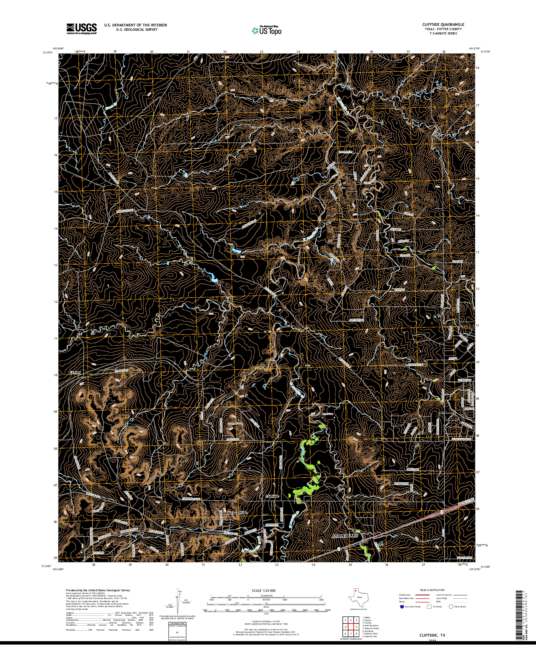 USGS US TOPO 7.5-MINUTE MAP FOR CLIFFSIDE, TX 2019