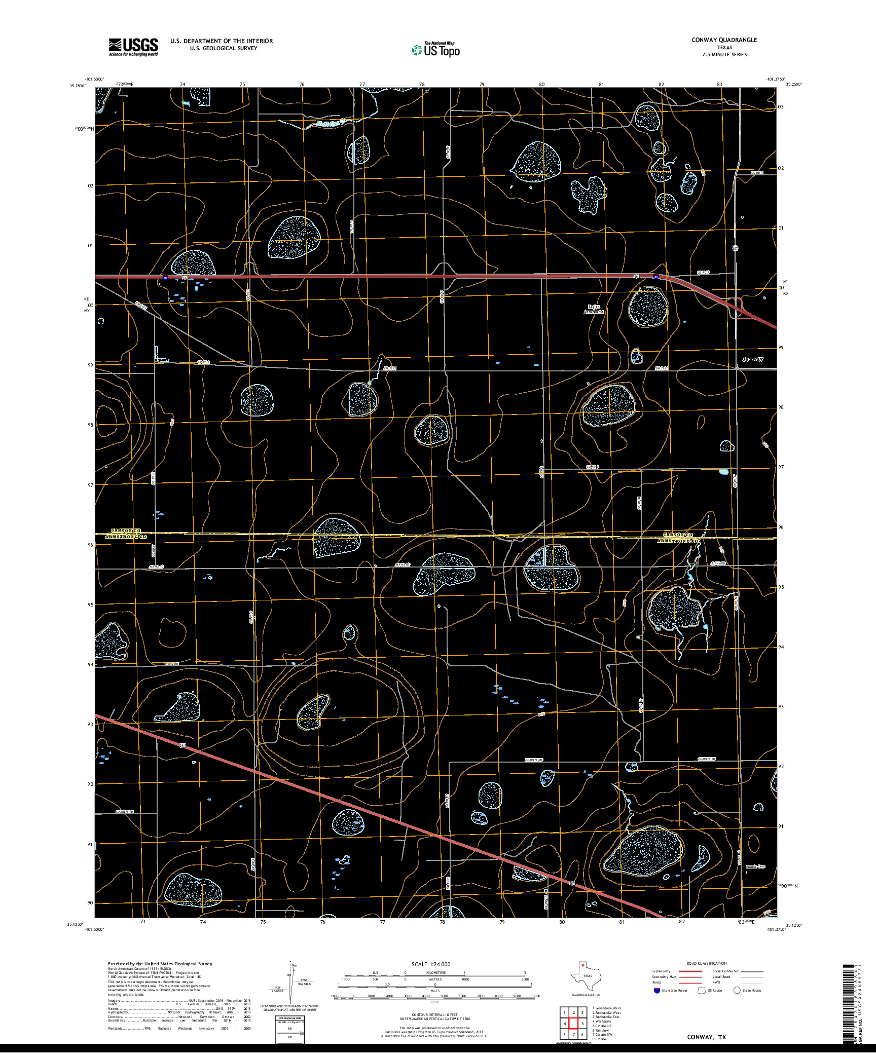 USGS US TOPO 7.5-MINUTE MAP FOR CONWAY, TX 2019