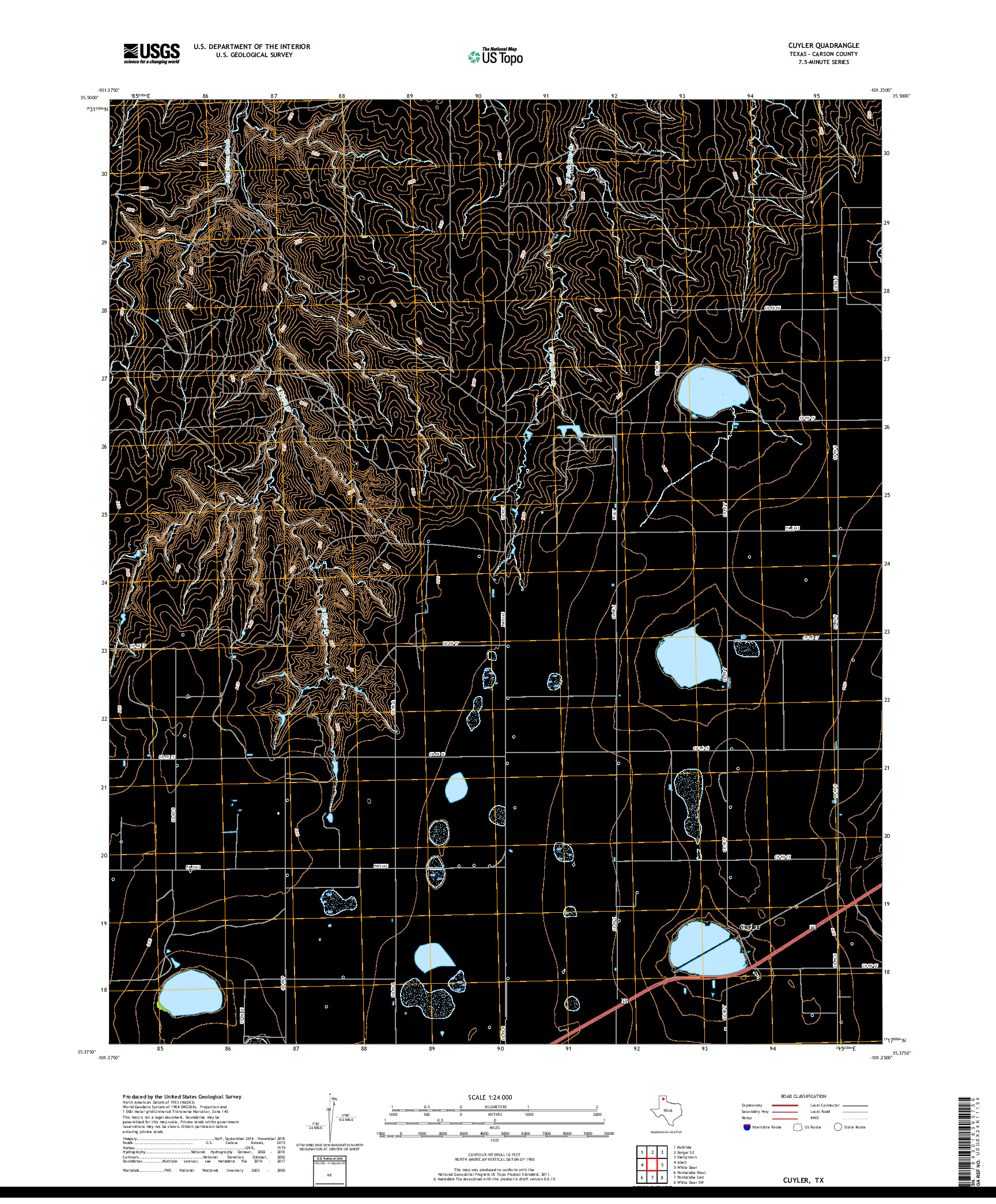 USGS US TOPO 7.5-MINUTE MAP FOR CUYLER, TX 2019