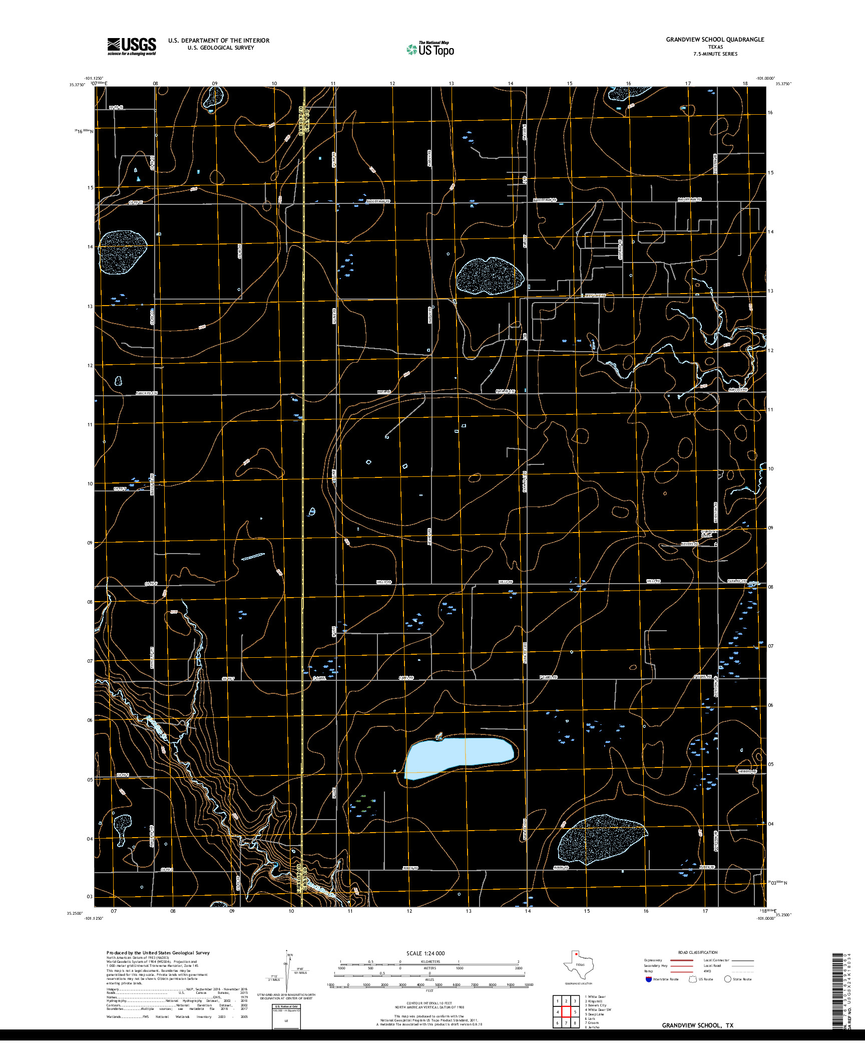 USGS US TOPO 7.5-MINUTE MAP FOR GRANDVIEW SCHOOL, TX 2019