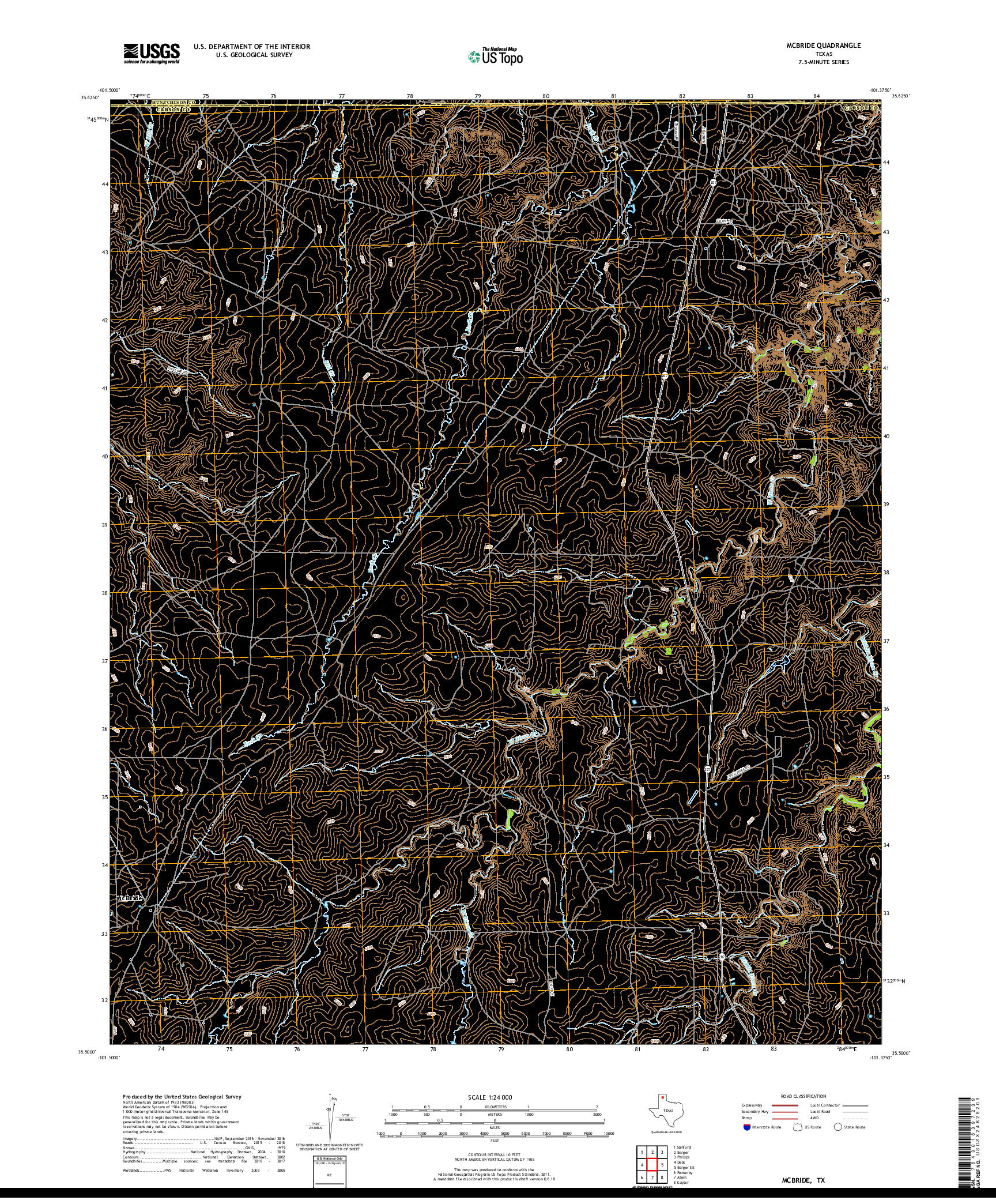 USGS US TOPO 7.5-MINUTE MAP FOR MCBRIDE, TX 2019