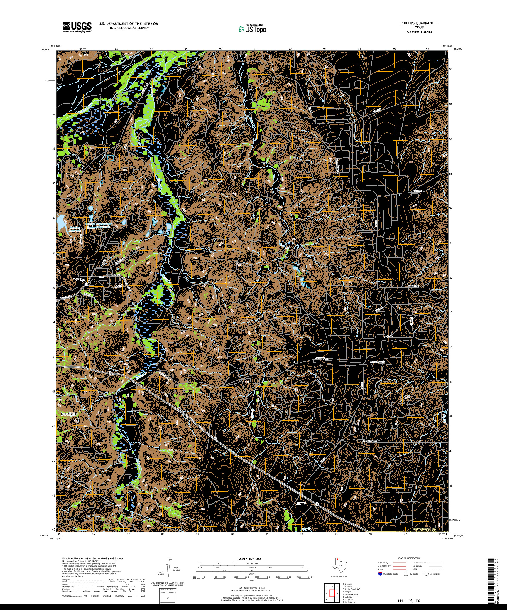 USGS US TOPO 7.5-MINUTE MAP FOR PHILLIPS, TX 2019