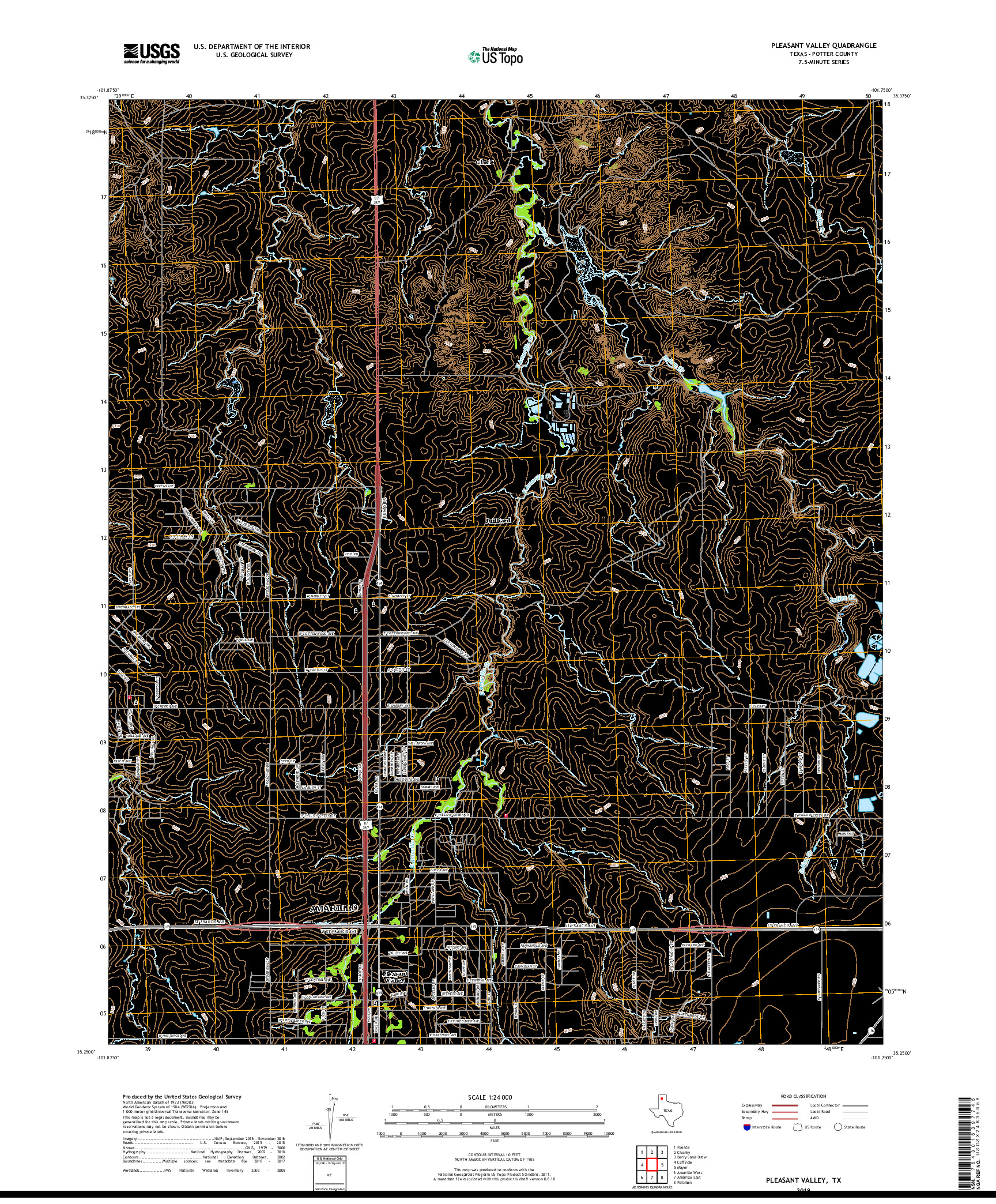 USGS US TOPO 7.5-MINUTE MAP FOR PLEASANT VALLEY, TX 2019