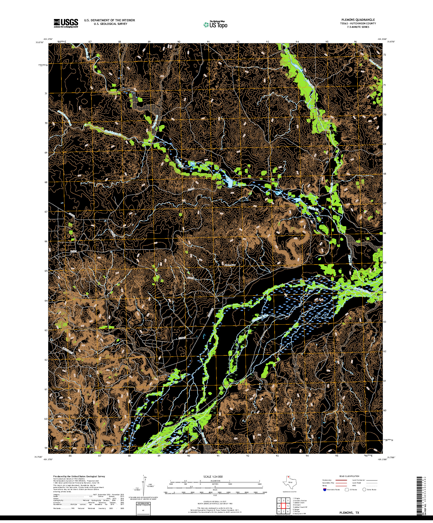 USGS US TOPO 7.5-MINUTE MAP FOR PLEMONS, TX 2019