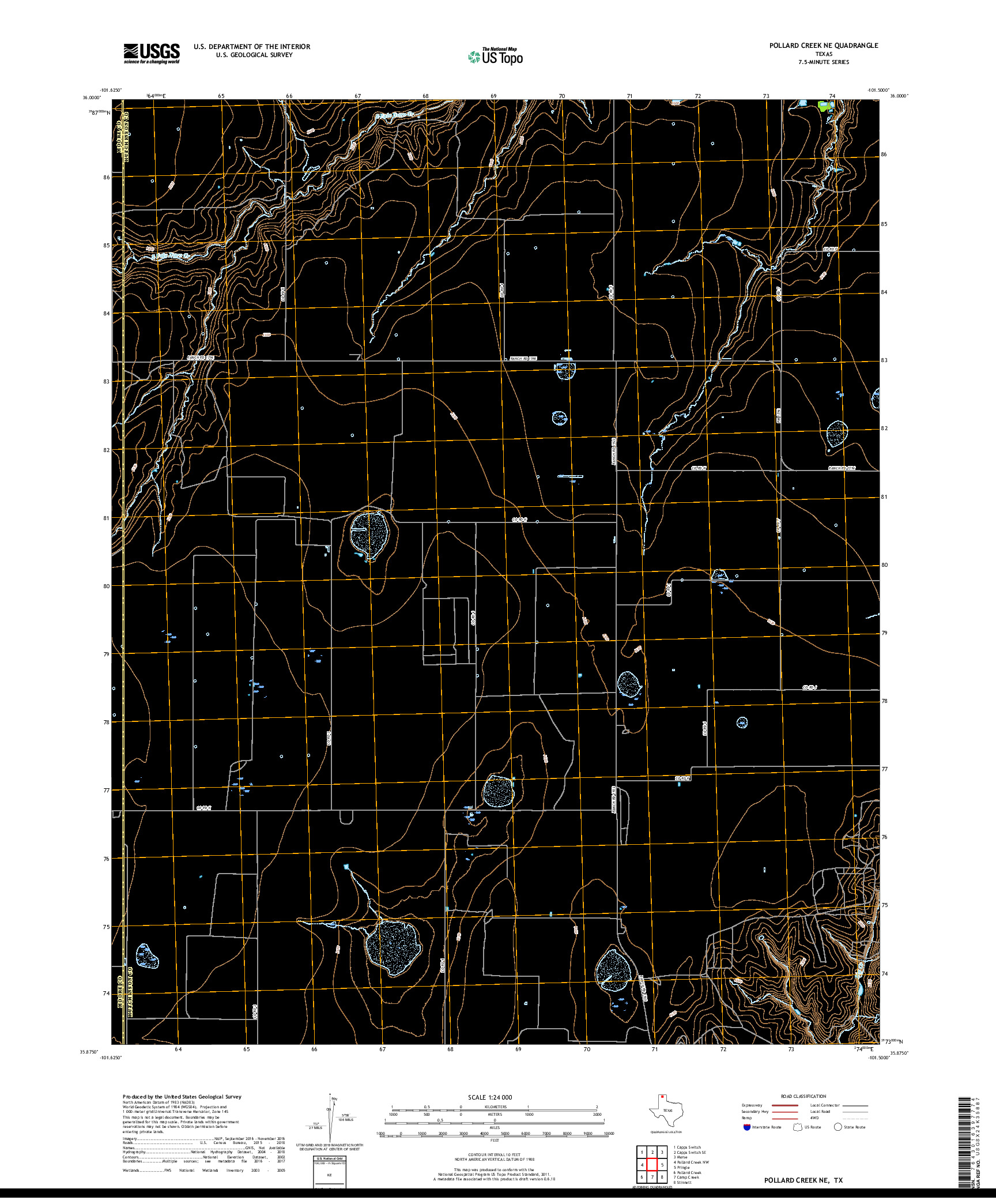 USGS US TOPO 7.5-MINUTE MAP FOR POLLARD CREEK NE, TX 2019