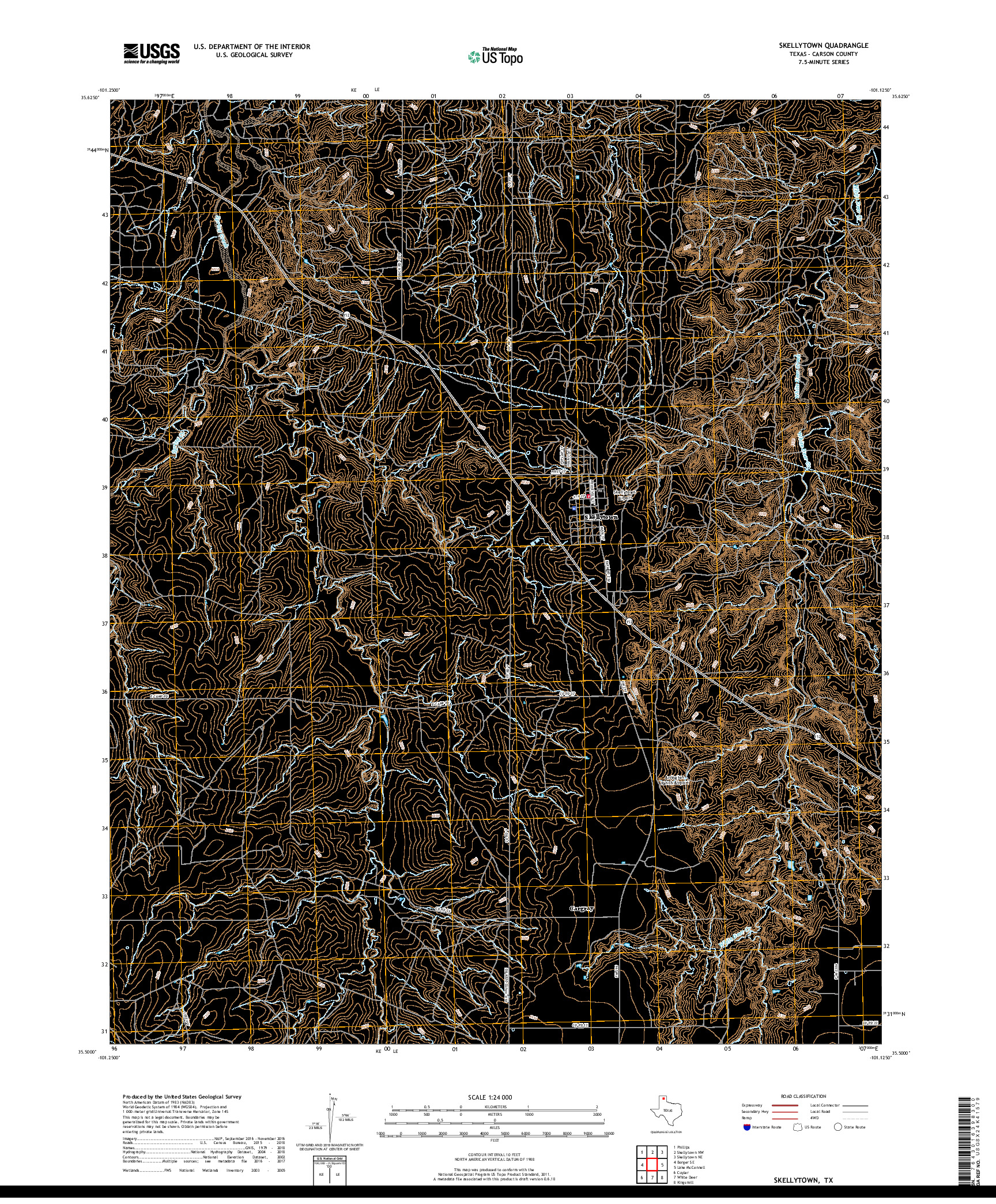 USGS US TOPO 7.5-MINUTE MAP FOR SKELLYTOWN, TX 2019