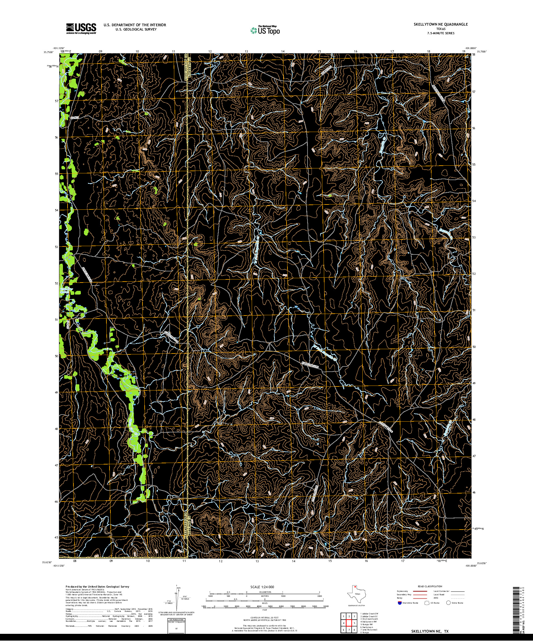 USGS US TOPO 7.5-MINUTE MAP FOR SKELLYTOWN NE, TX 2019