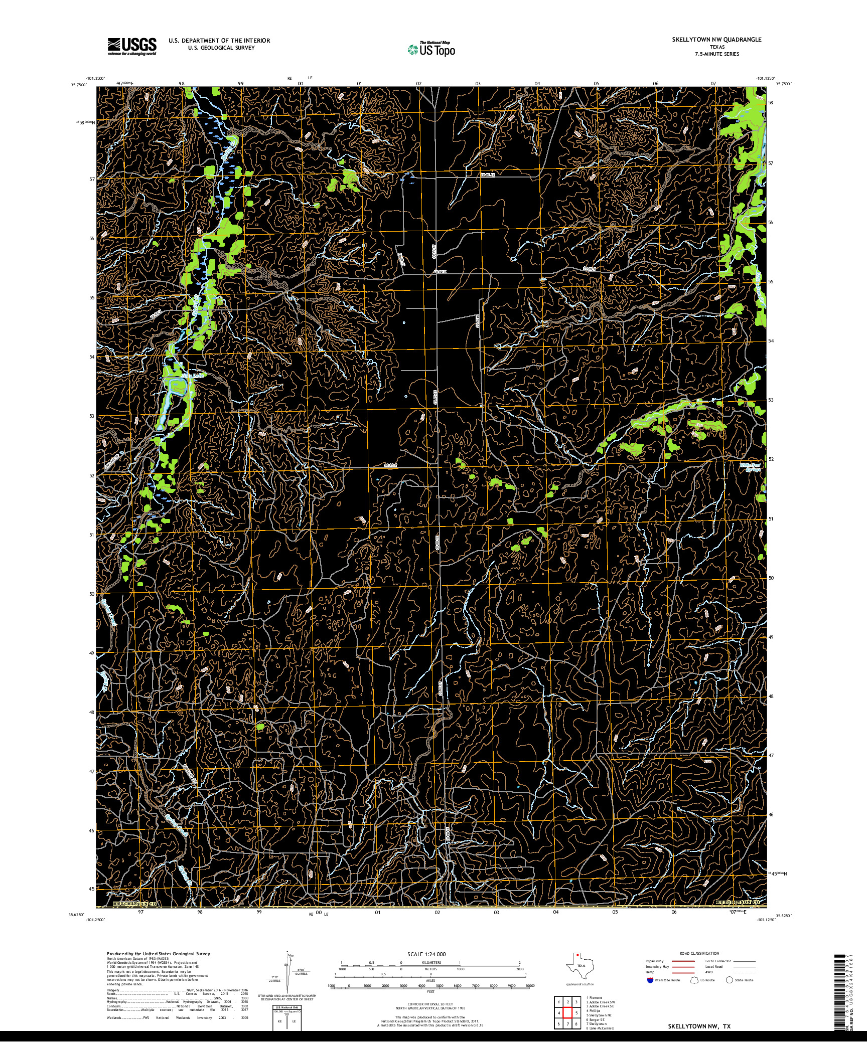 USGS US TOPO 7.5-MINUTE MAP FOR SKELLYTOWN NW, TX 2019