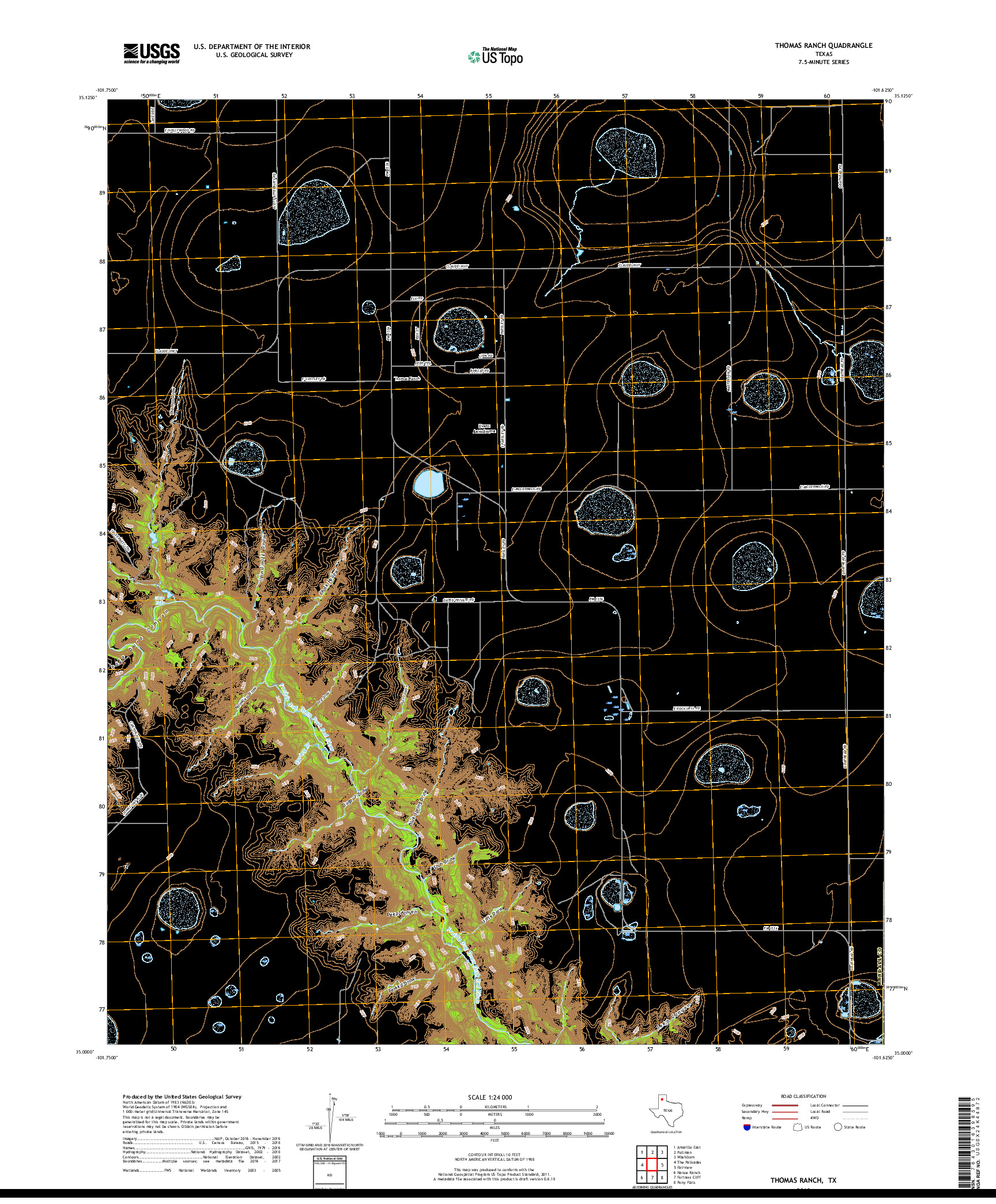 USGS US TOPO 7.5-MINUTE MAP FOR THOMAS RANCH, TX 2019