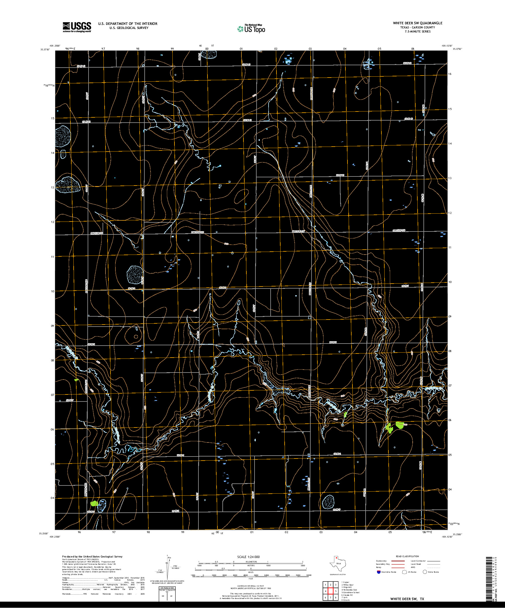 USGS US TOPO 7.5-MINUTE MAP FOR WHITE DEER SW, TX 2019