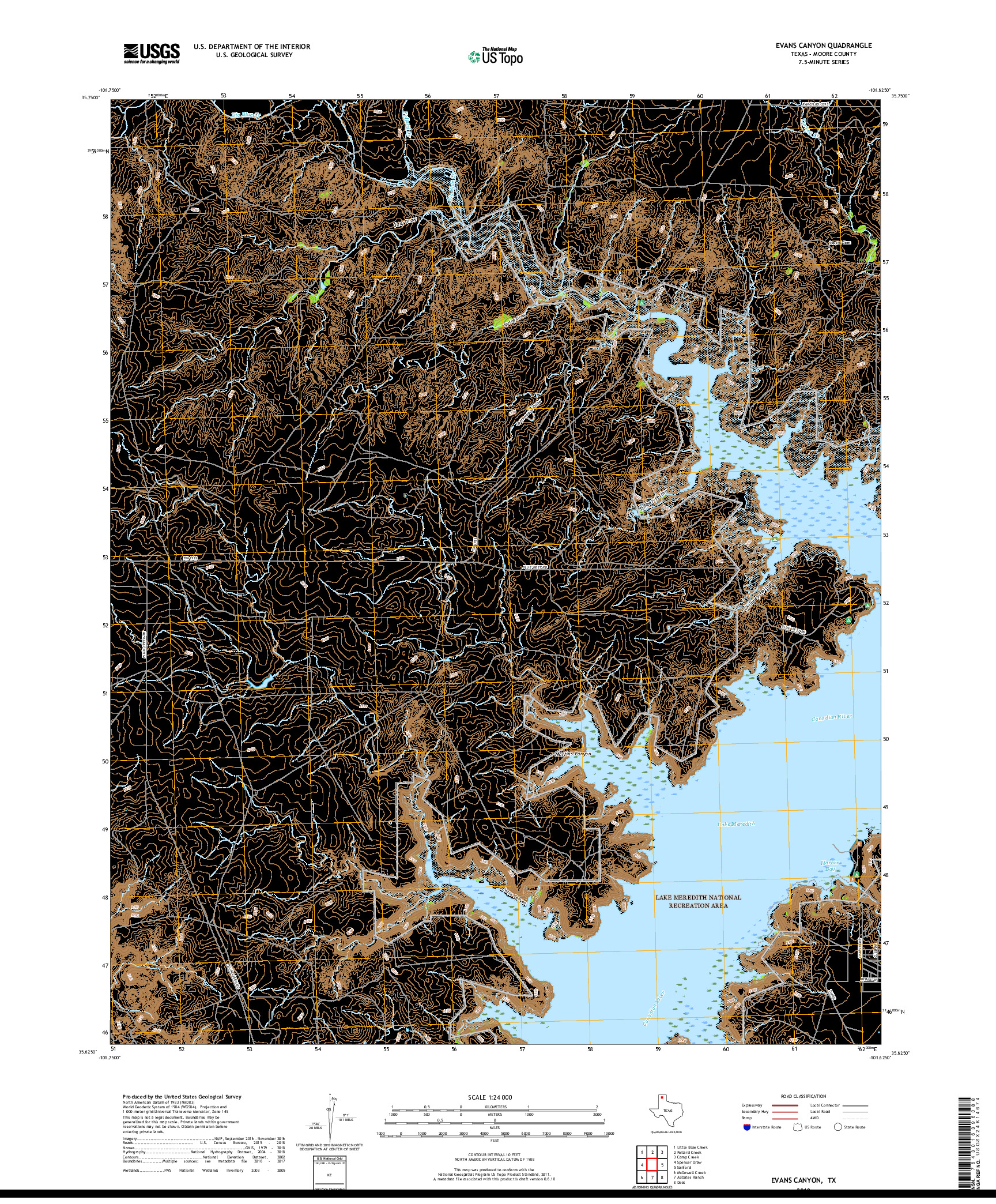 USGS US TOPO 7.5-MINUTE MAP FOR EVANS CANYON, TX 2019