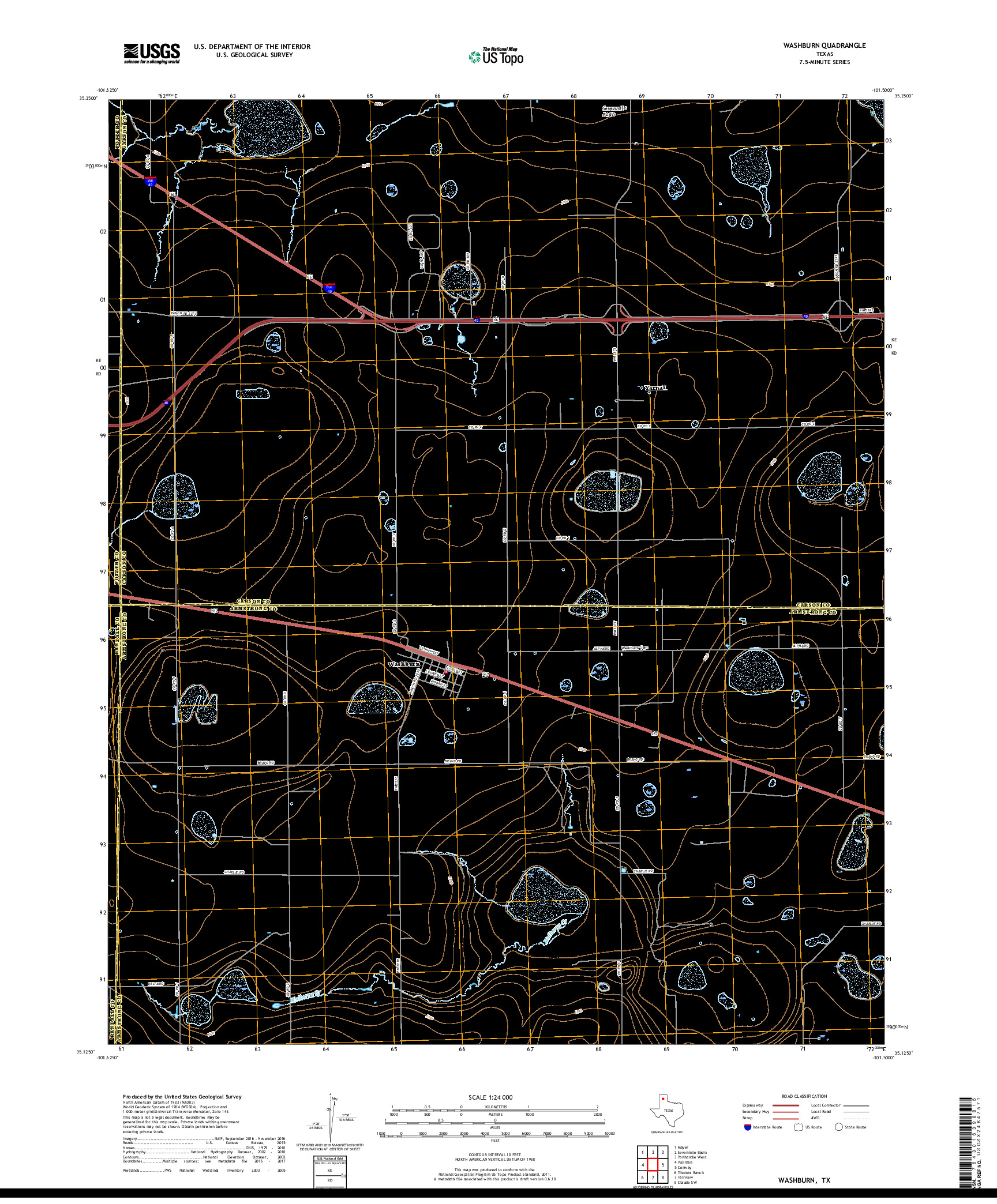 USGS US TOPO 7.5-MINUTE MAP FOR WASHBURN, TX 2019