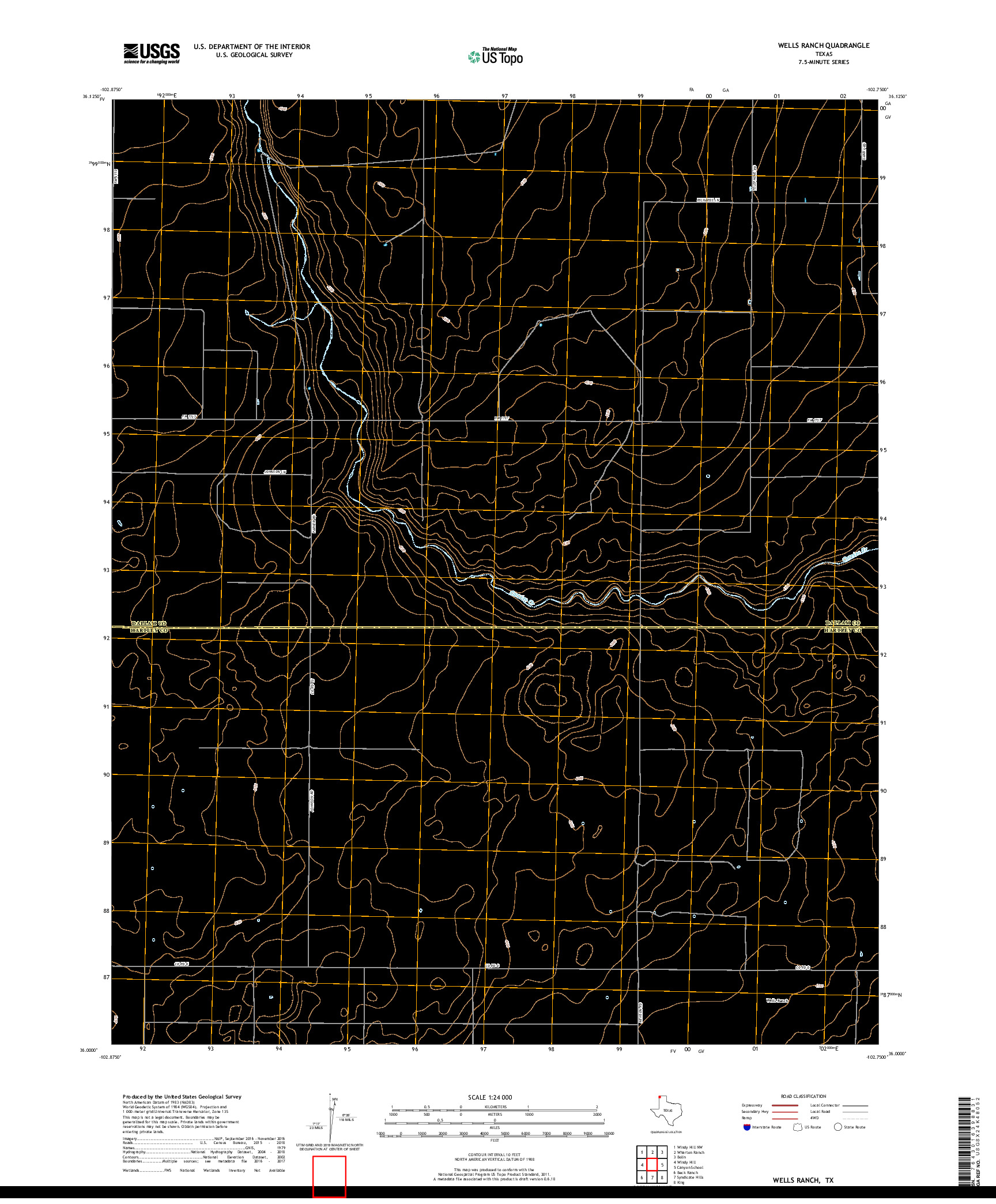 USGS US TOPO 7.5-MINUTE MAP FOR WELLS RANCH, TX 2019