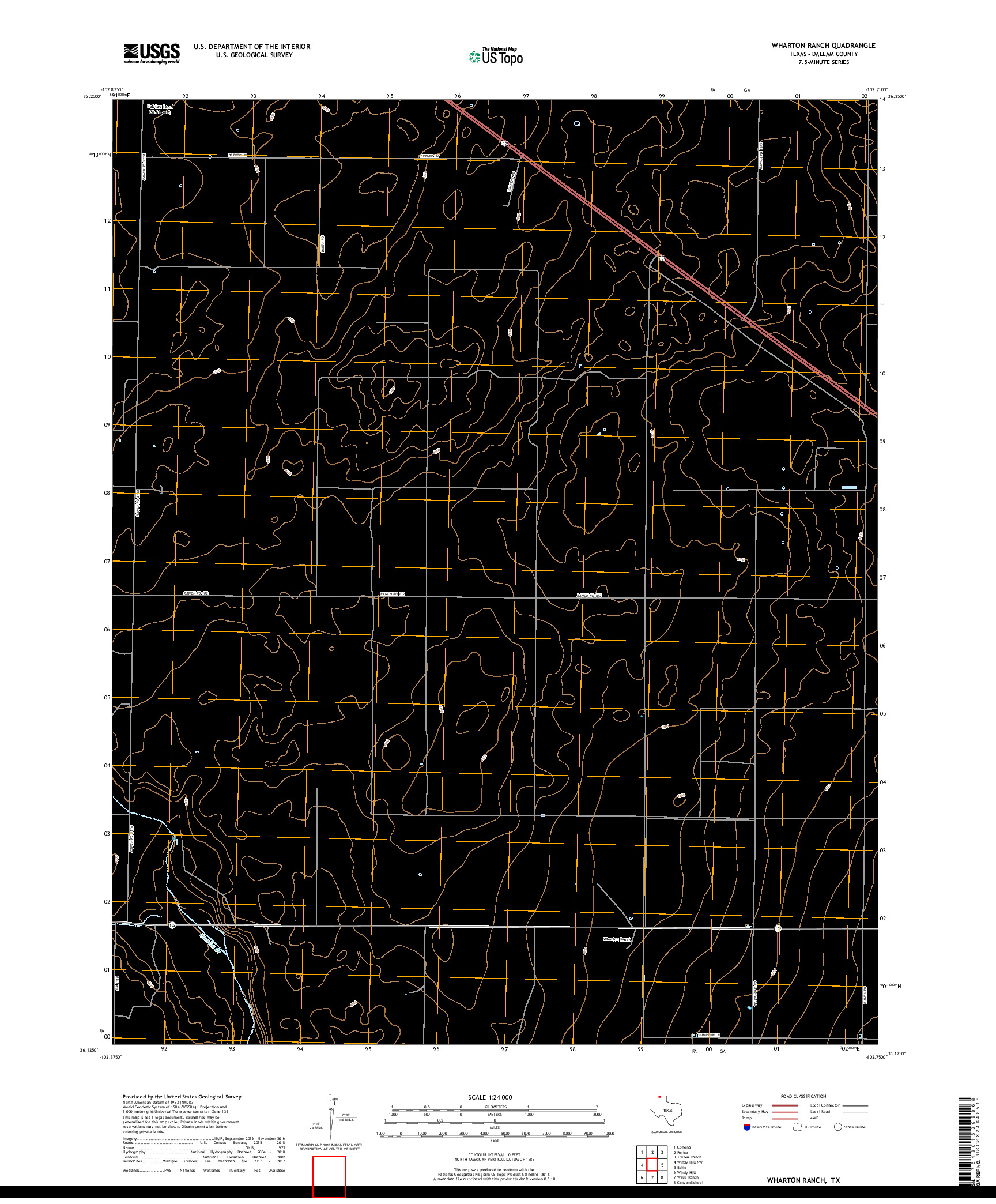 USGS US TOPO 7.5-MINUTE MAP FOR WHARTON RANCH, TX 2019