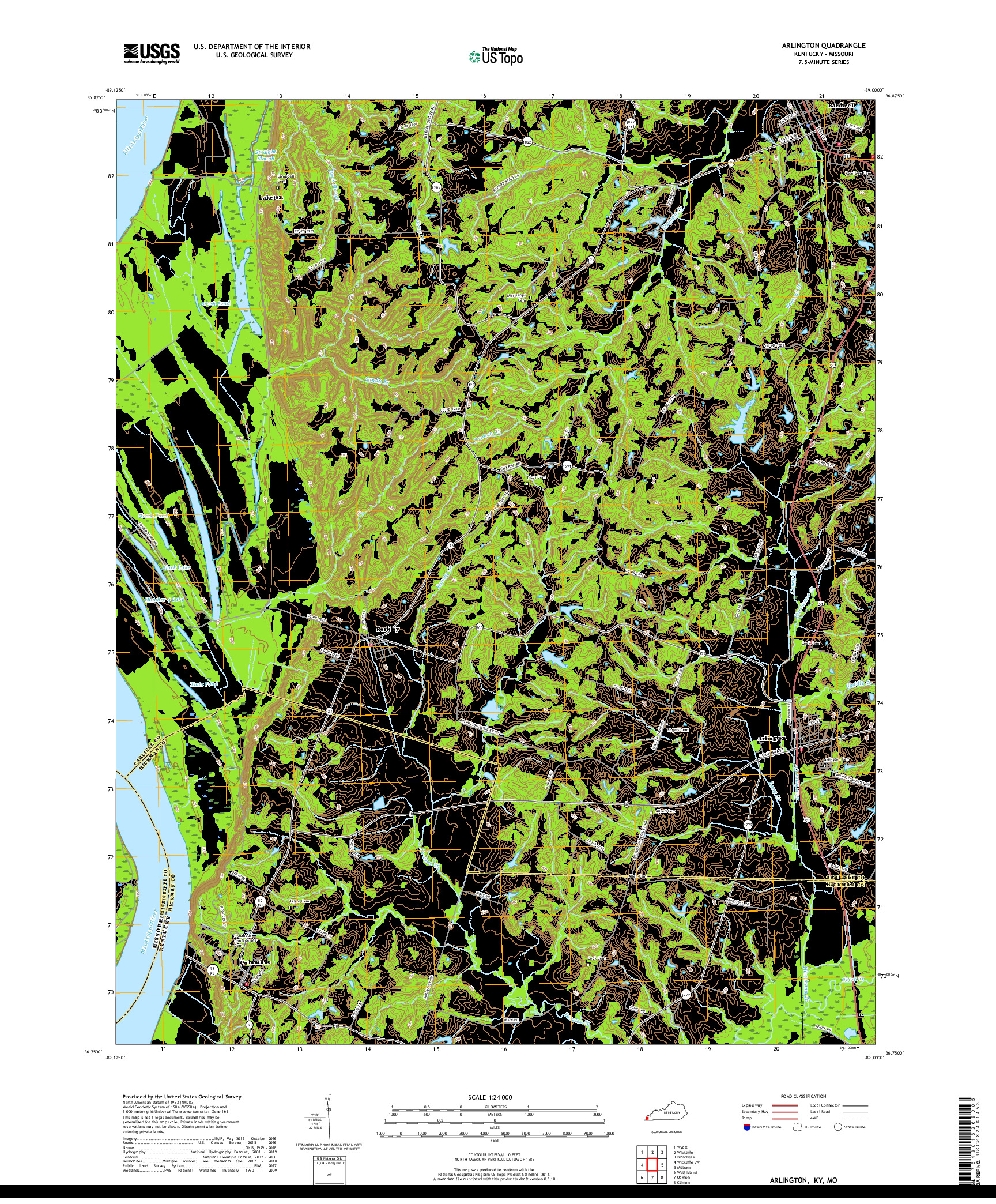 USGS US TOPO 7.5-MINUTE MAP FOR ARLINGTON, KY,MO 2019