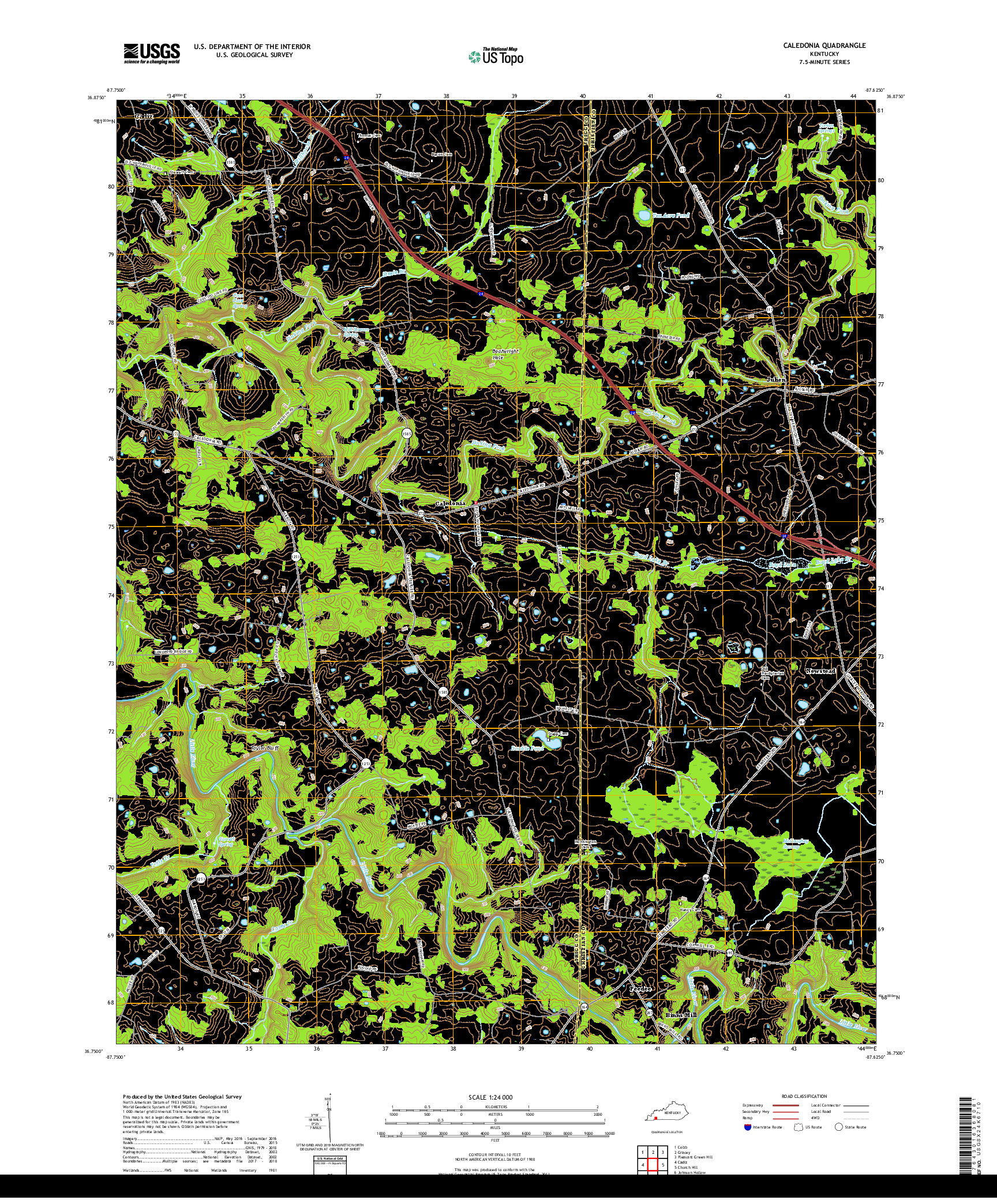 USGS US TOPO 7.5-MINUTE MAP FOR CALEDONIA, KY 2019