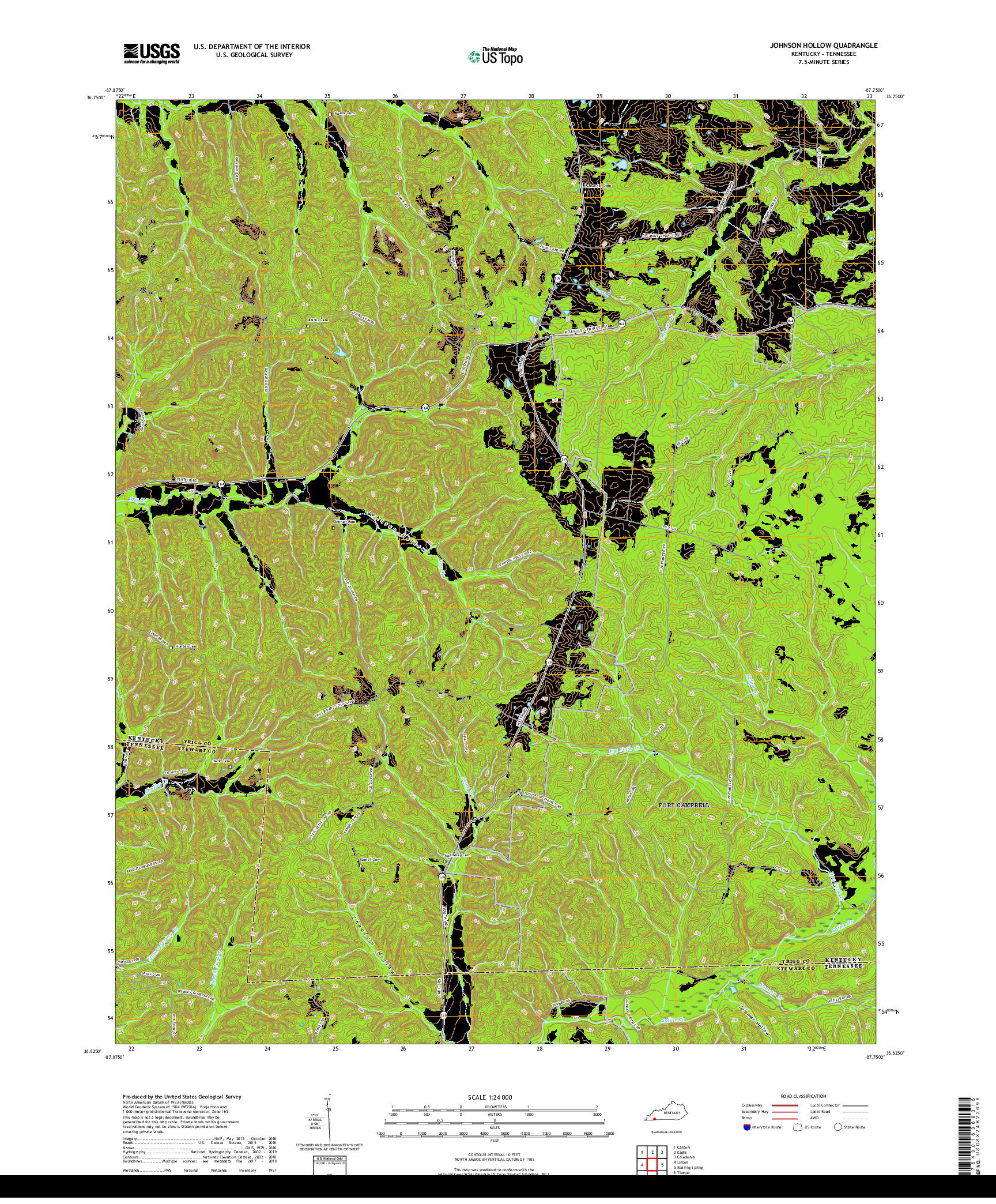 USGS US TOPO 7.5-MINUTE MAP FOR JOHNSON HOLLOW, KY,TN 2019