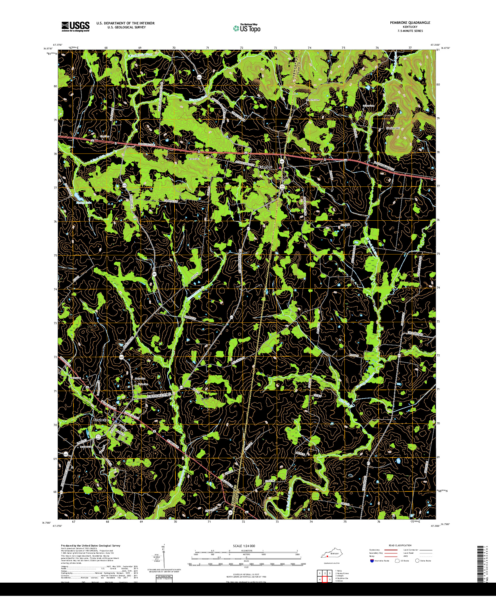 USGS US TOPO 7.5-MINUTE MAP FOR PEMBROKE, KY 2019