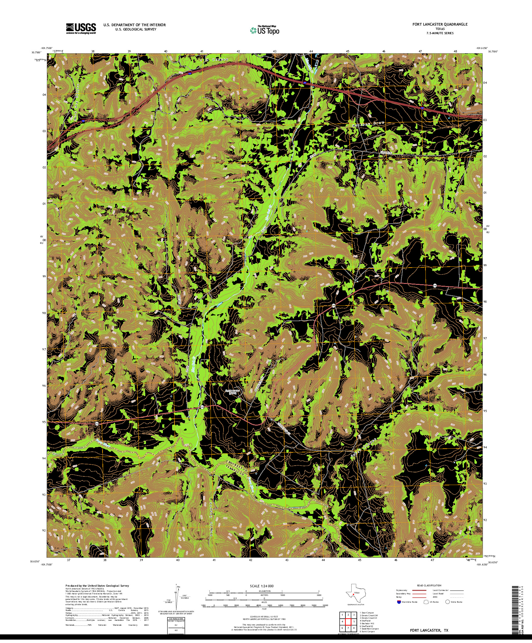 USGS US TOPO 7.5-MINUTE MAP FOR FORT LANCASTER, TX 2019