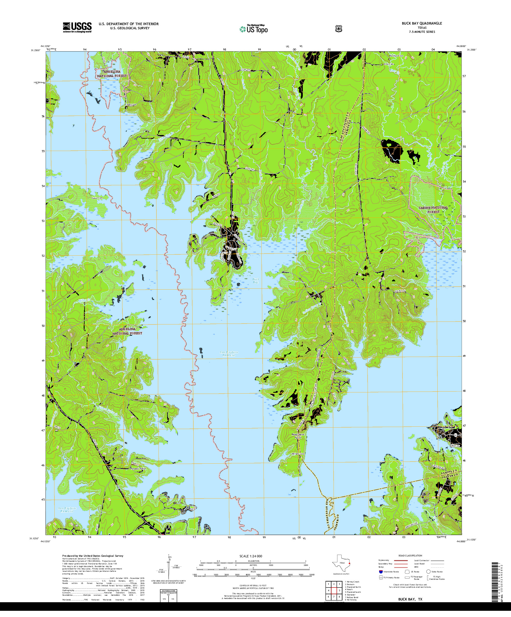 USGS US TOPO 7.5-MINUTE MAP FOR BUCK BAY, TX 2019