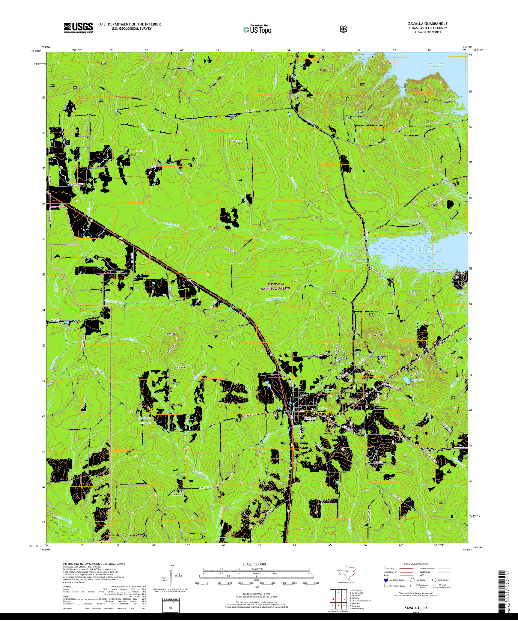 USGS US TOPO 7.5-MINUTE MAP FOR ZAVALLA, TX 2019