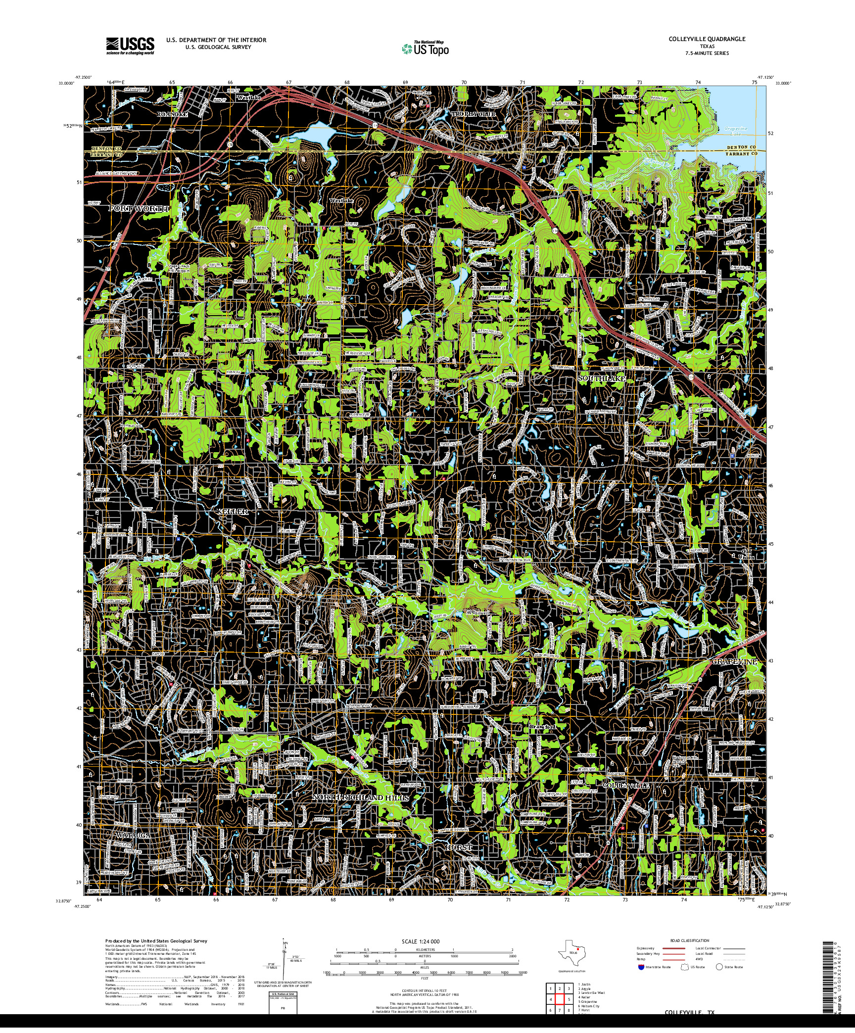 USGS US TOPO 7.5-MINUTE MAP FOR COLLEYVILLE, TX 2019