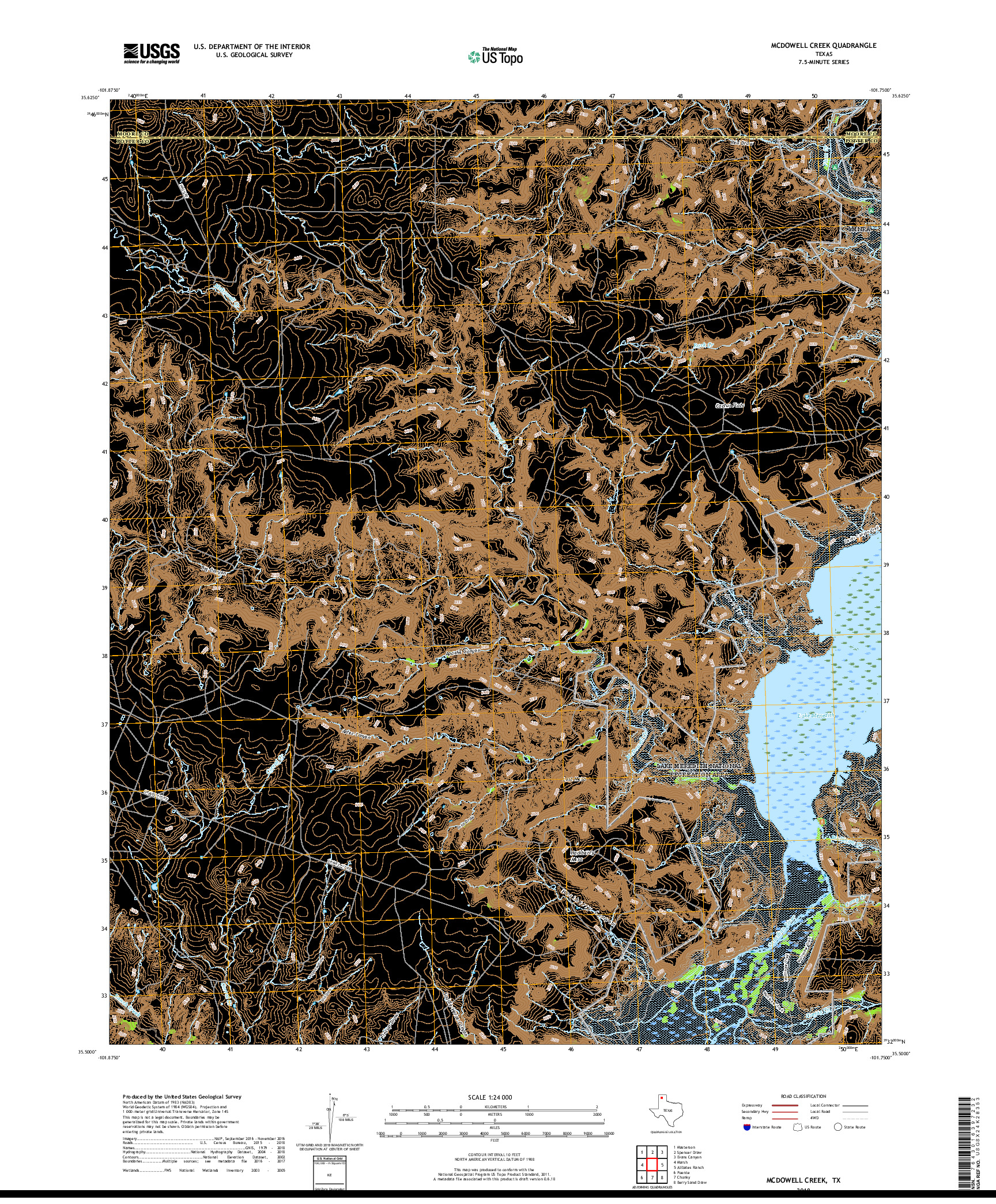 USGS US TOPO 7.5-MINUTE MAP FOR MCDOWELL CREEK, TX 2019