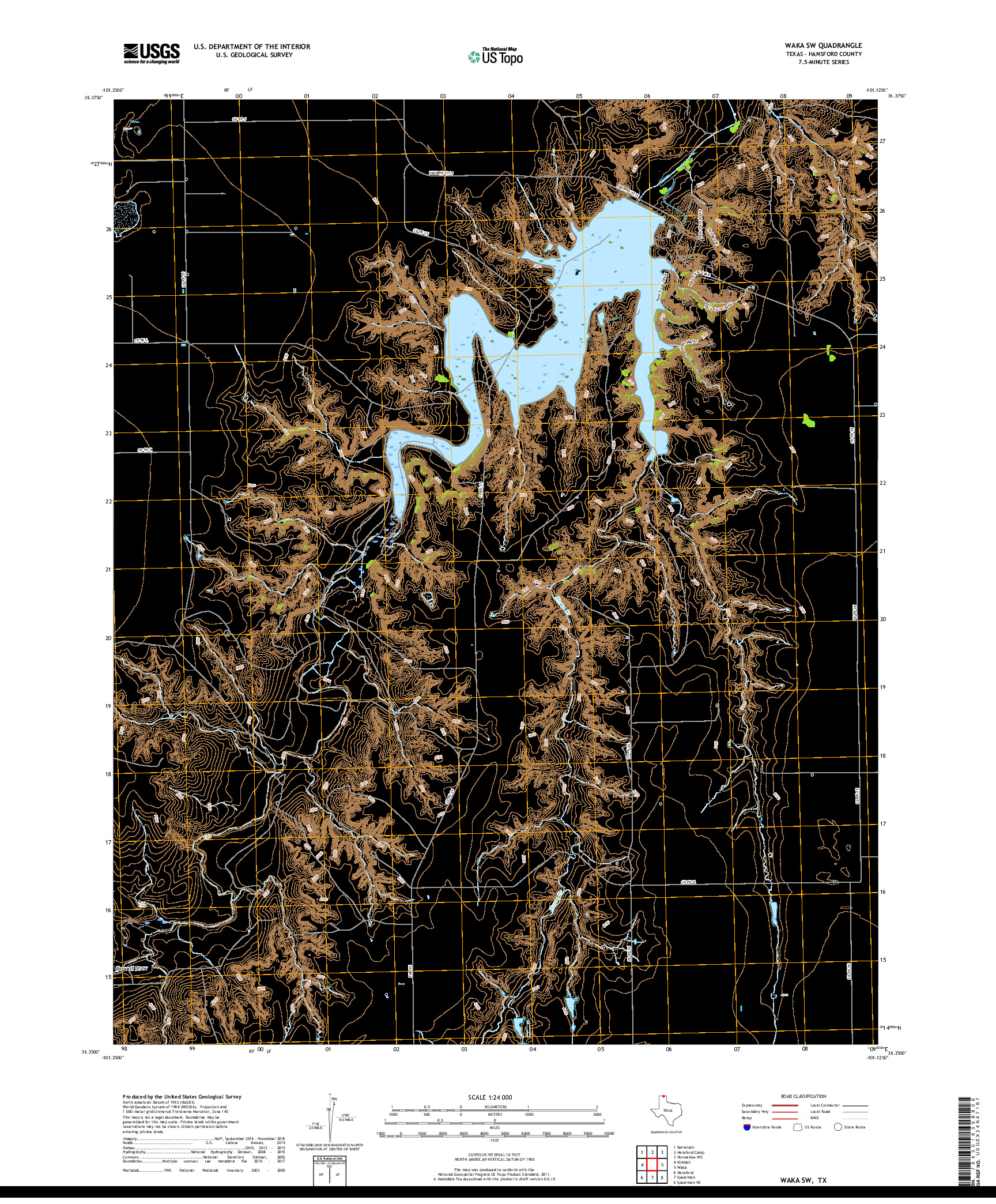 USGS US TOPO 7.5-MINUTE MAP FOR WAKA SW, TX 2019