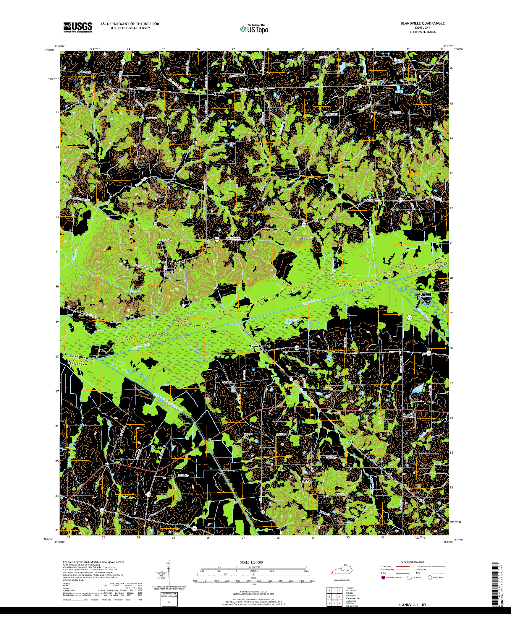 USGS US TOPO 7.5-MINUTE MAP FOR BLANDVILLE, KY 2019