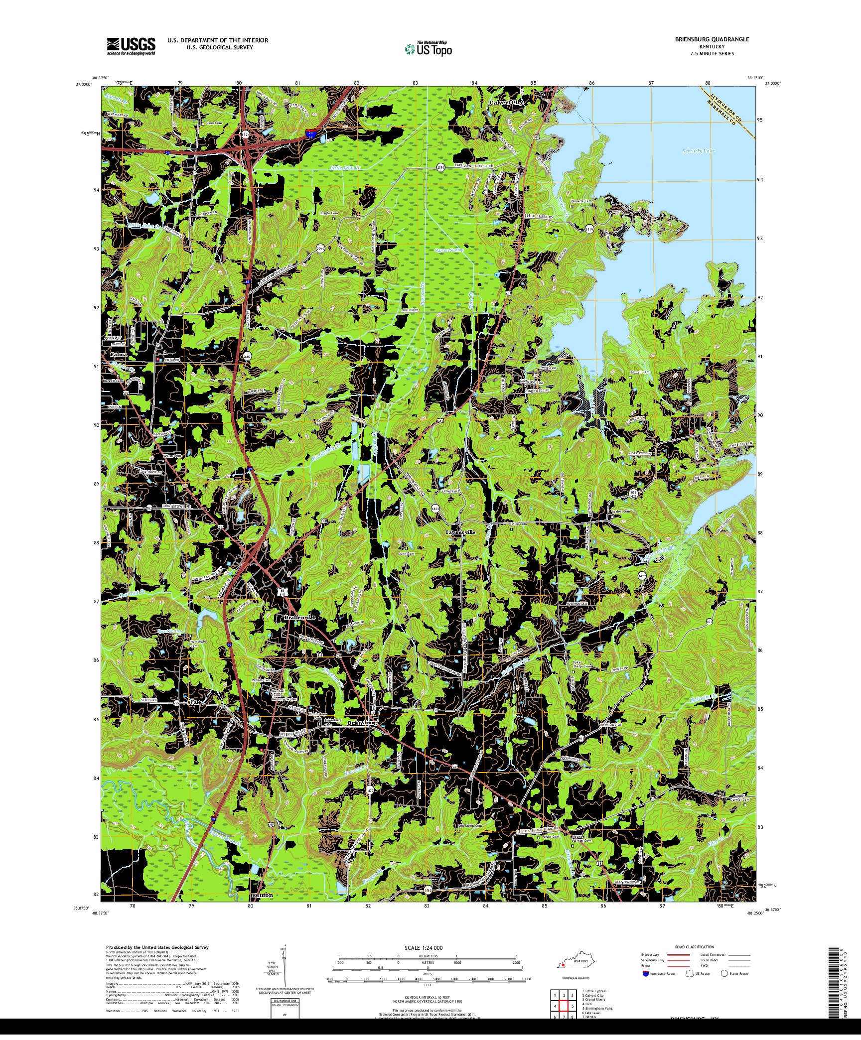 USGS US TOPO 7.5-MINUTE MAP FOR BRIENSBURG, KY 2019